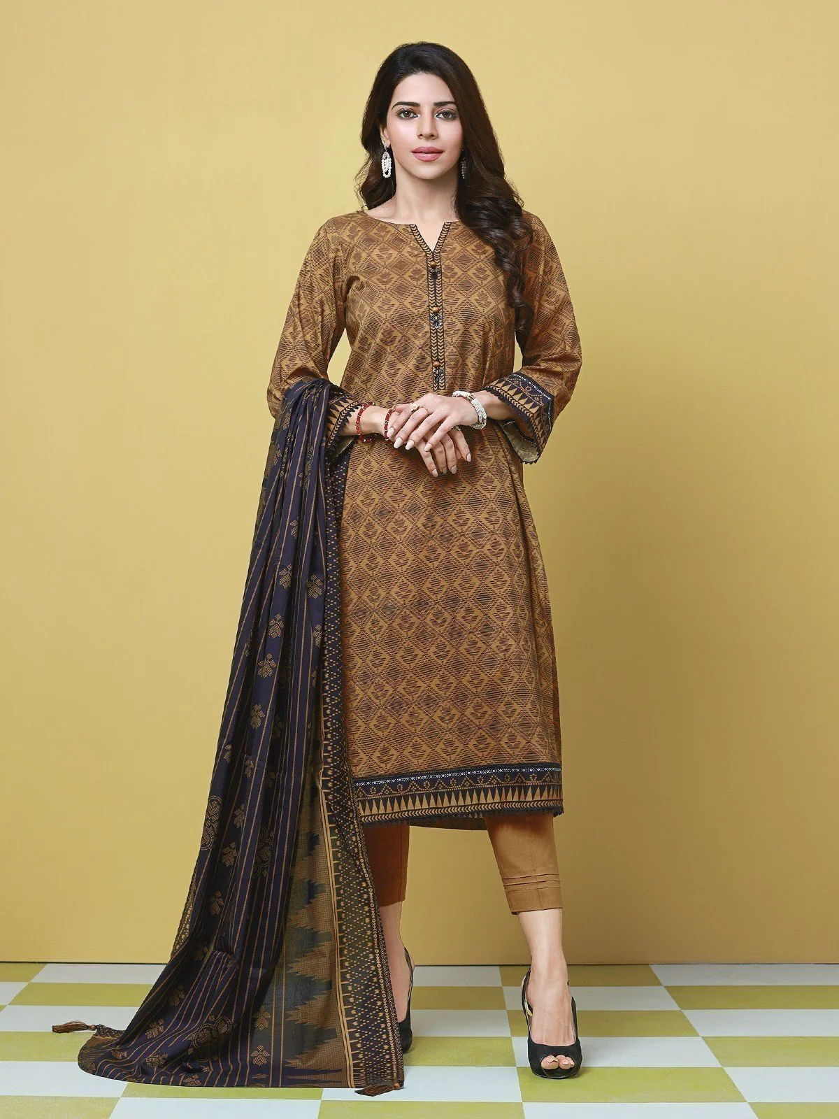 Printed Lawn Suit - EWU23A1-26246