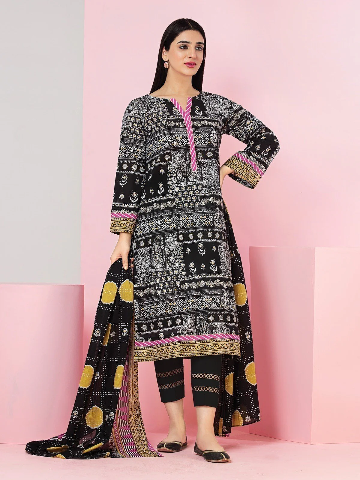 Printed Lawn Suit - EWU23A1-26315