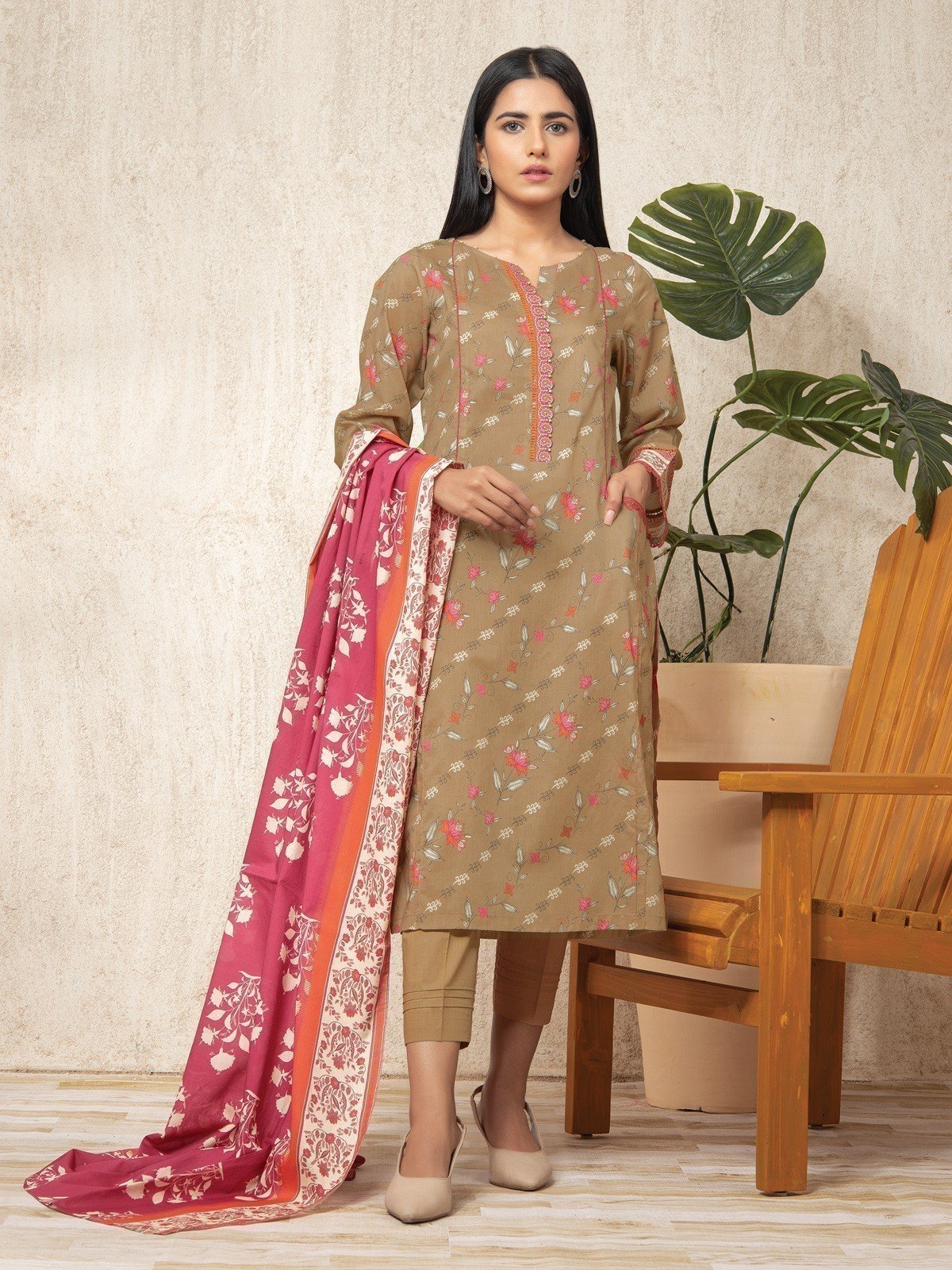 Printed Lawn Suit - EWU23A1-26318