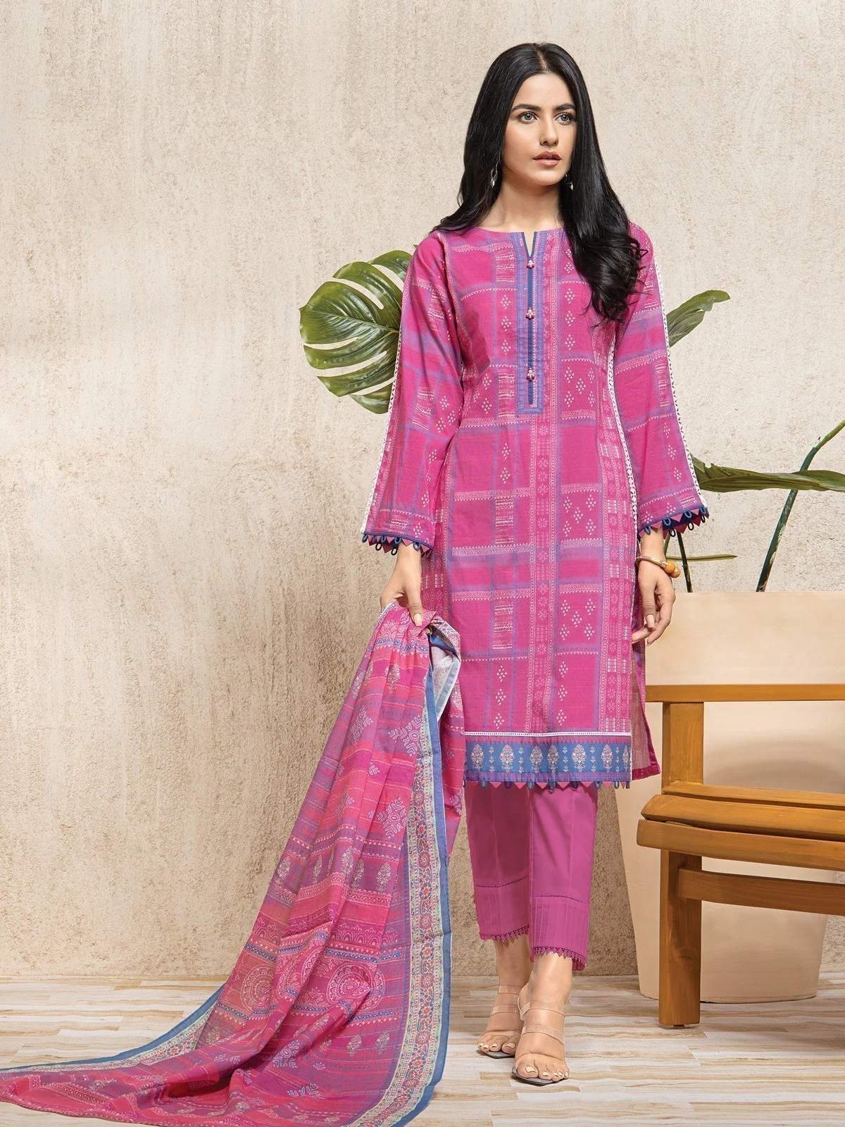 Printed Lawn Suit - EWU23A1-26319