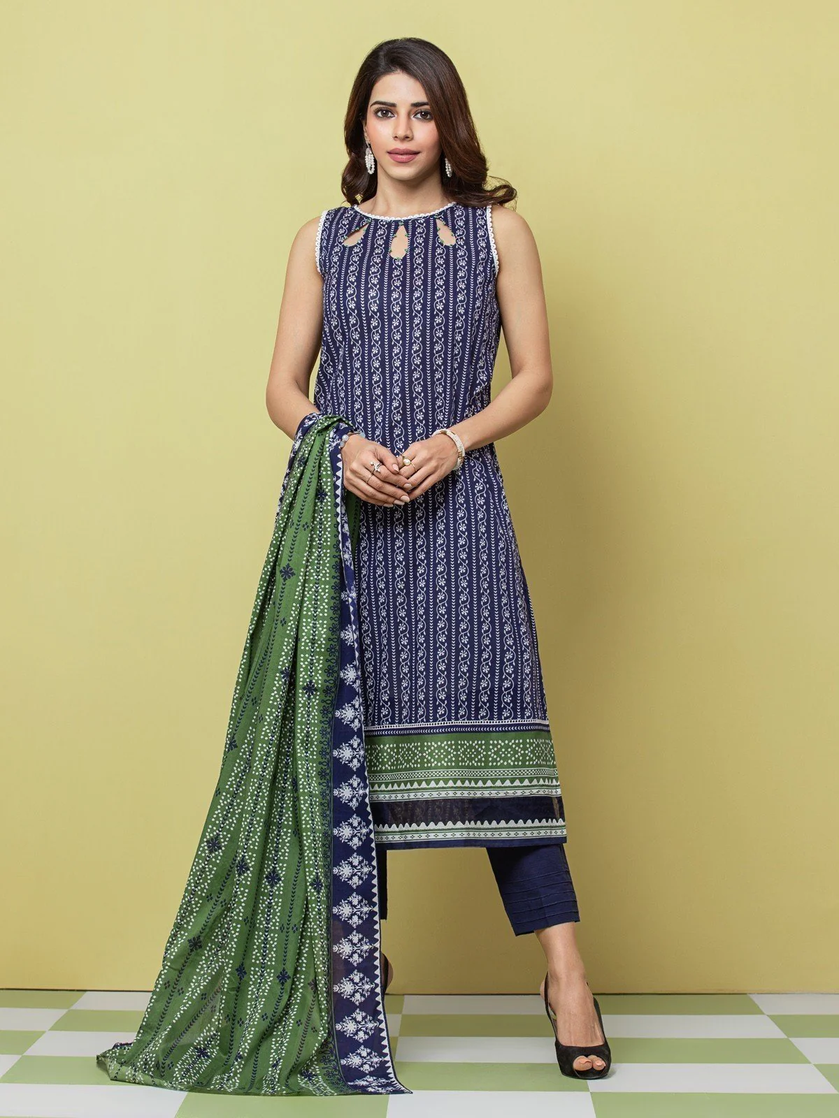 Printed Lawn Suit - EWU23A1-26379