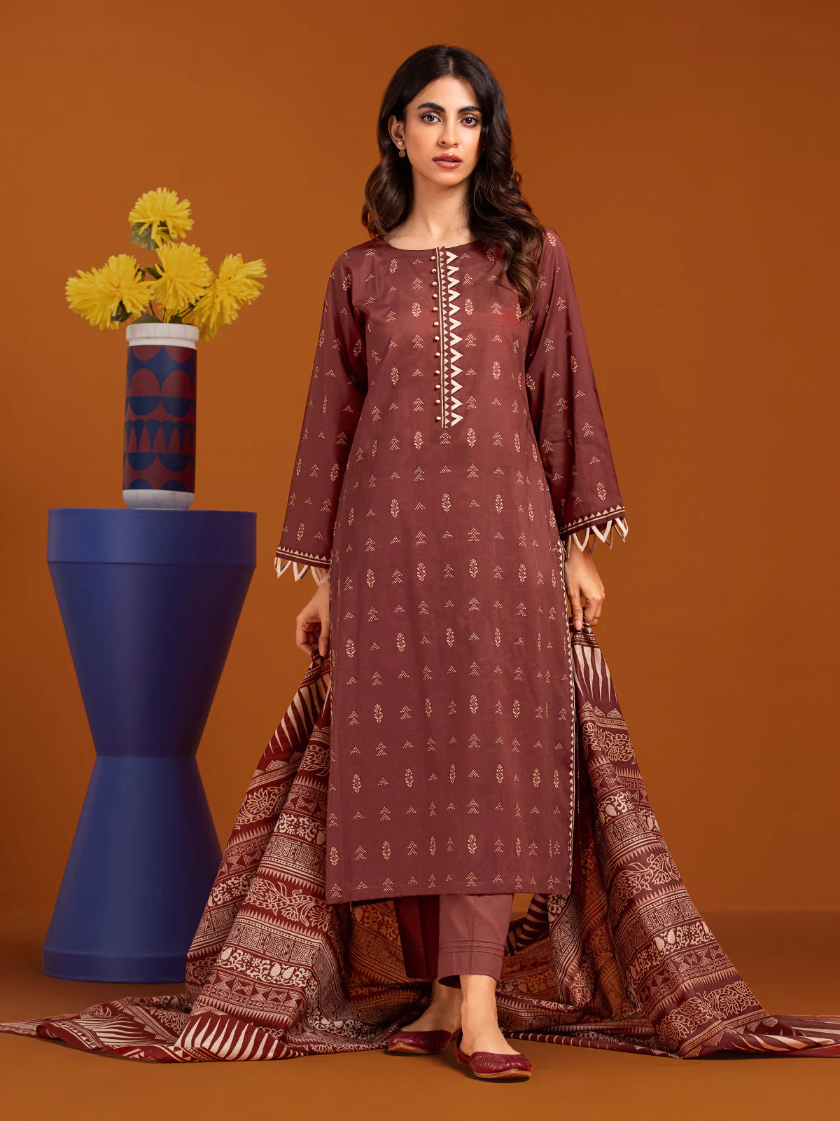 Printed Khaddar Shirt Trouser - EWU23A3-27054ST