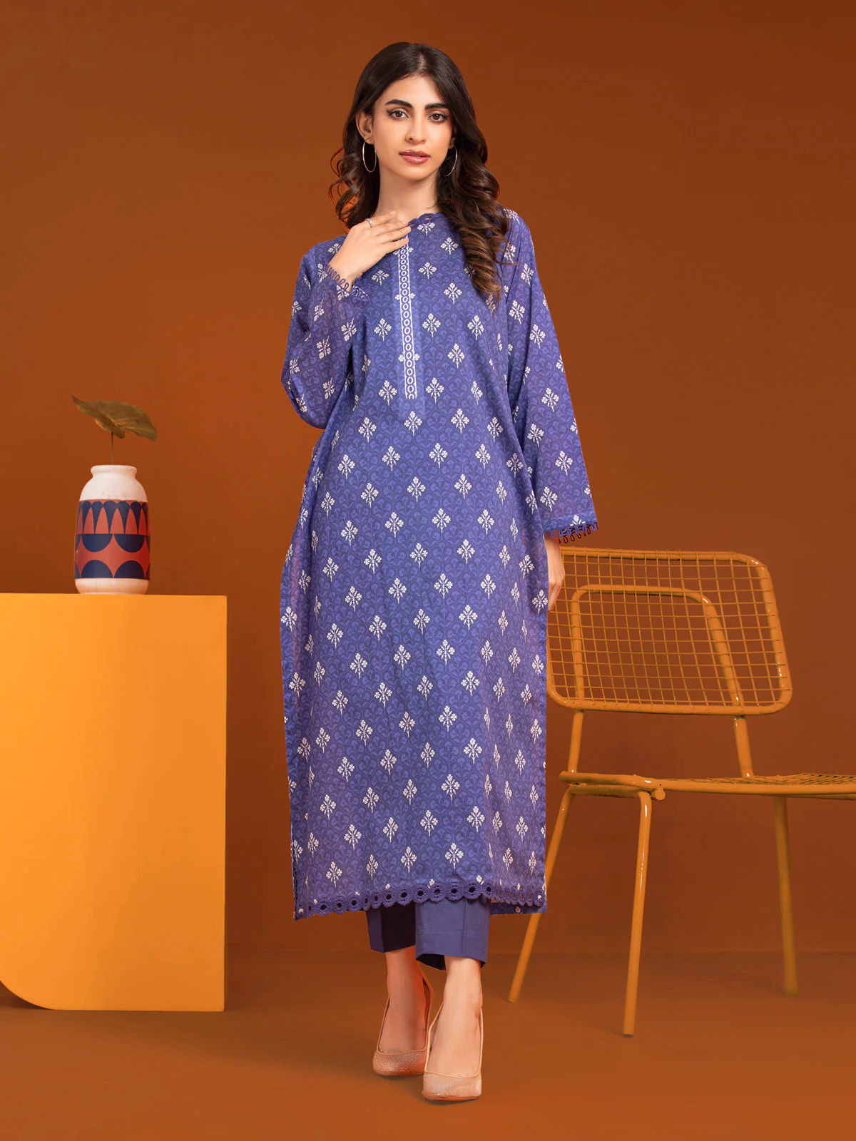 Printed Khaddar Shirt - EWU23A3-27256S