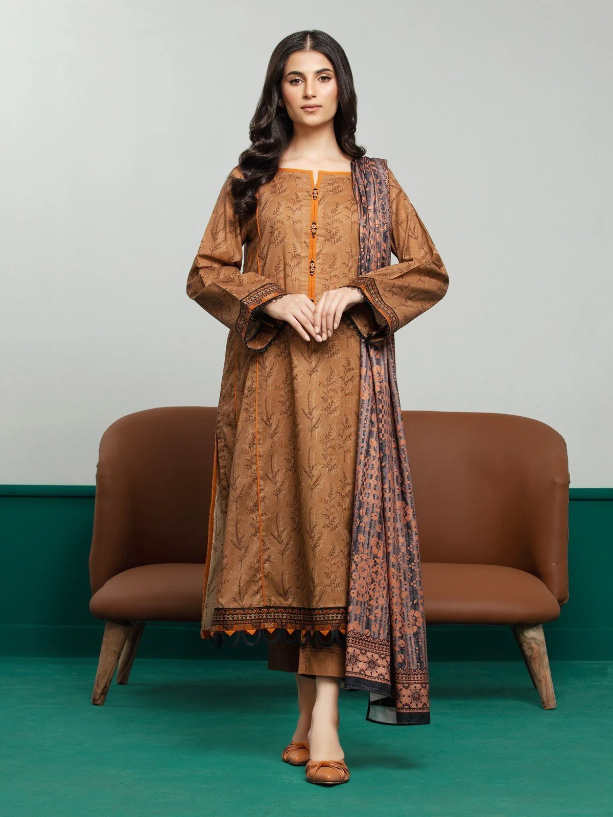 Printed Khaddar Shirt - EWU23A3S-27604S