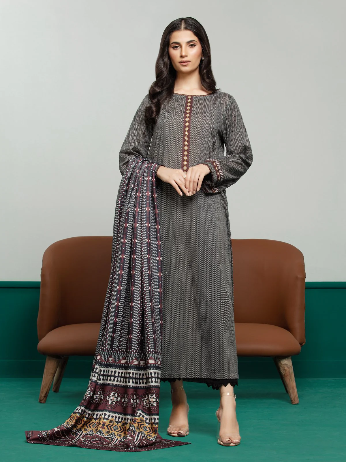 Printed Khaddar Suit - EWU23A3S-27643-3P