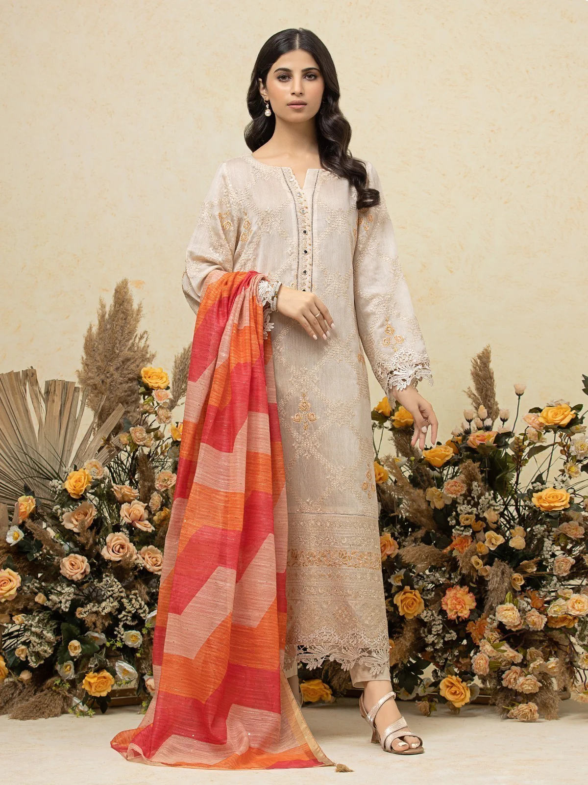 Embroidered Net Suit - EWU23V15-26643