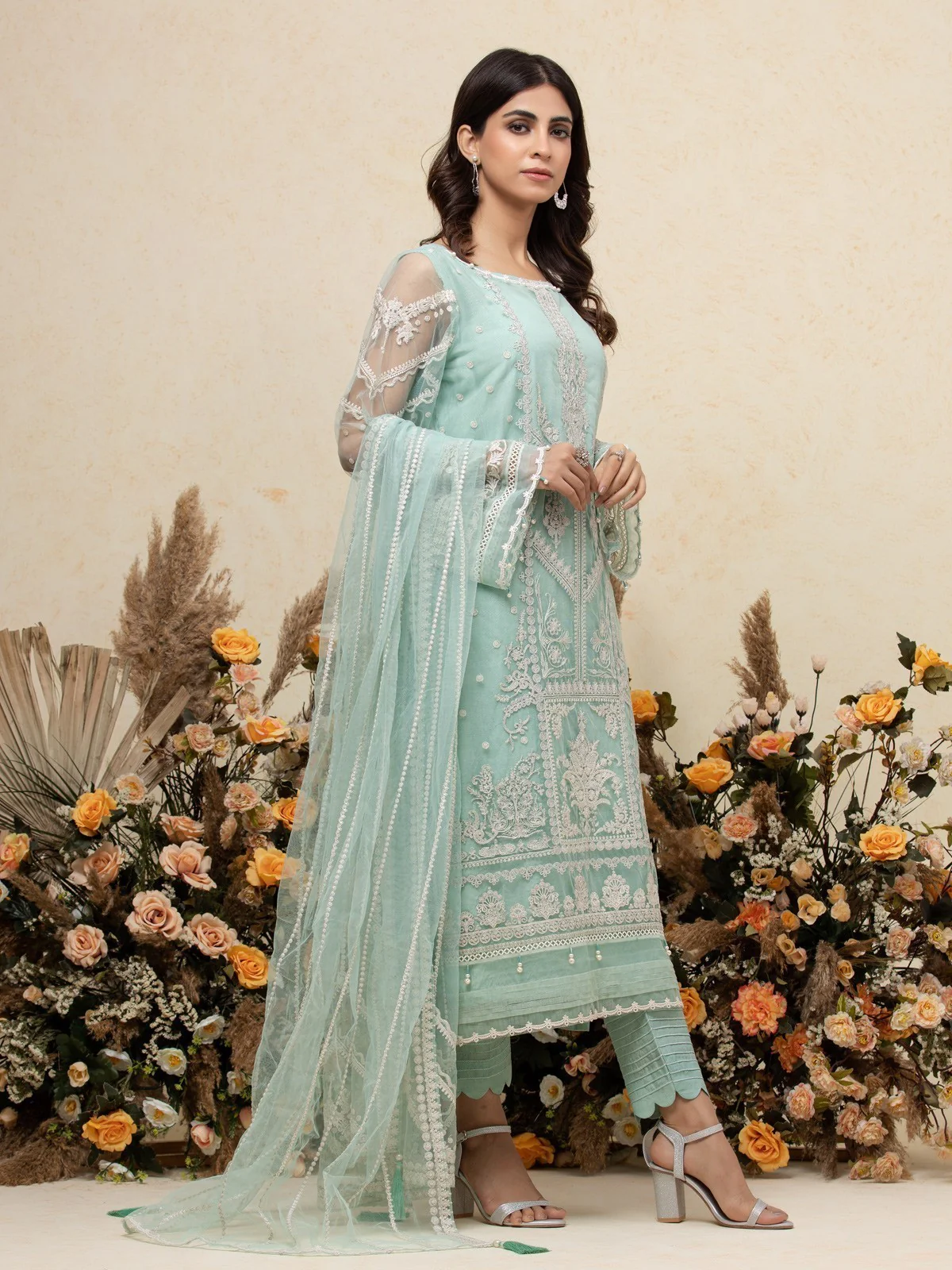 Embroidered Net Suit - EWU23V15-26655
