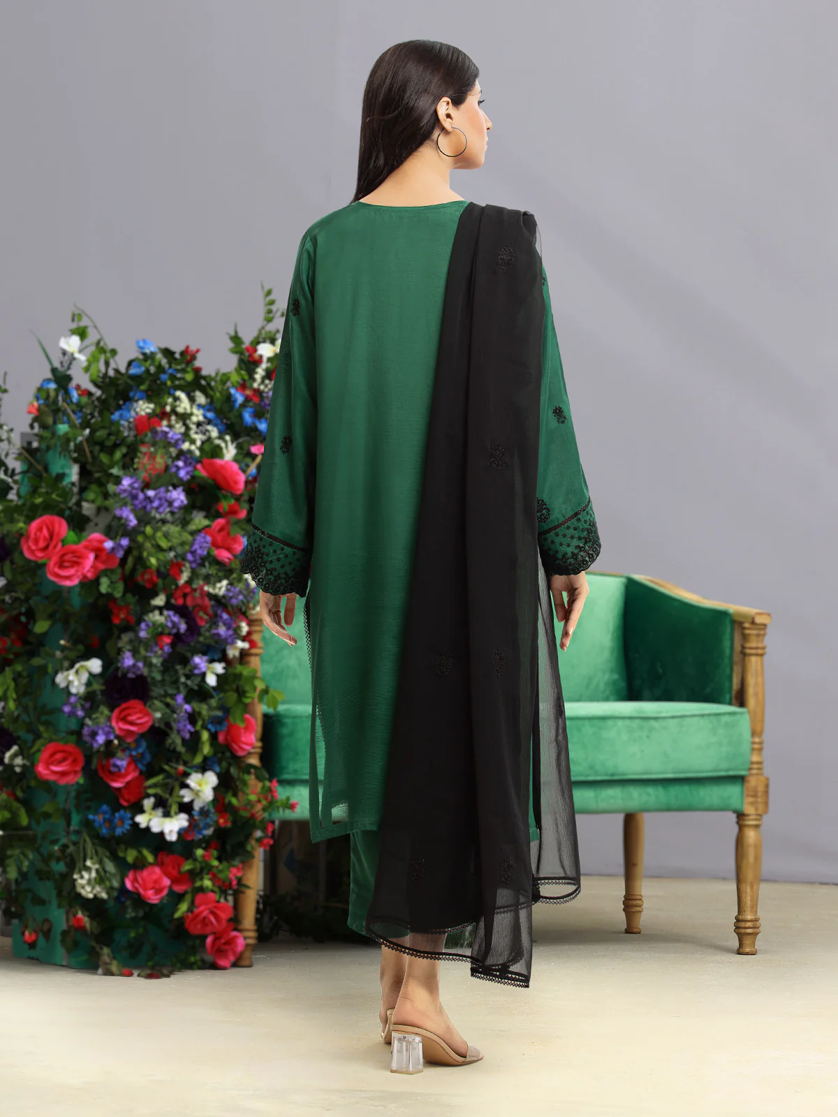 Embroidered Raw Silk Suit - EWU23V16-26638-3P - Image 6