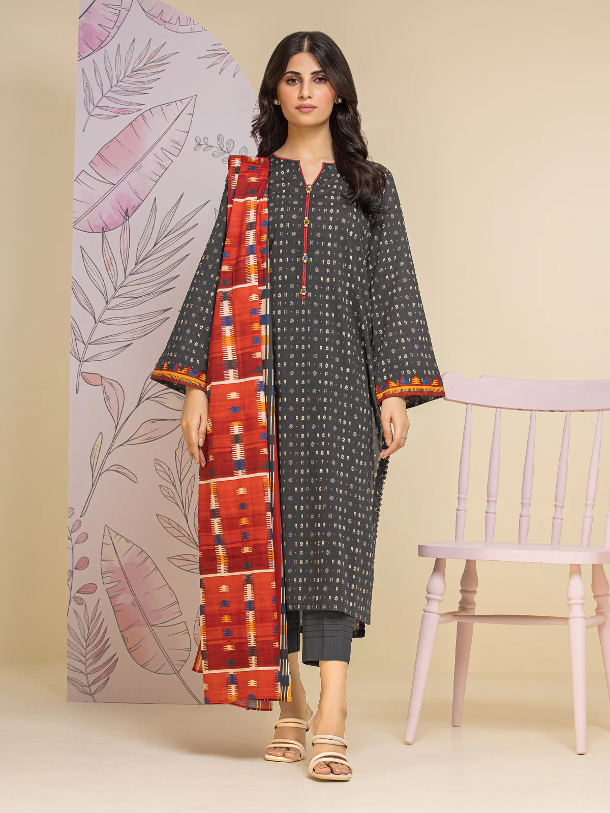 Printed Lawn Suit - EWU24A1-26126-3P - Image 3