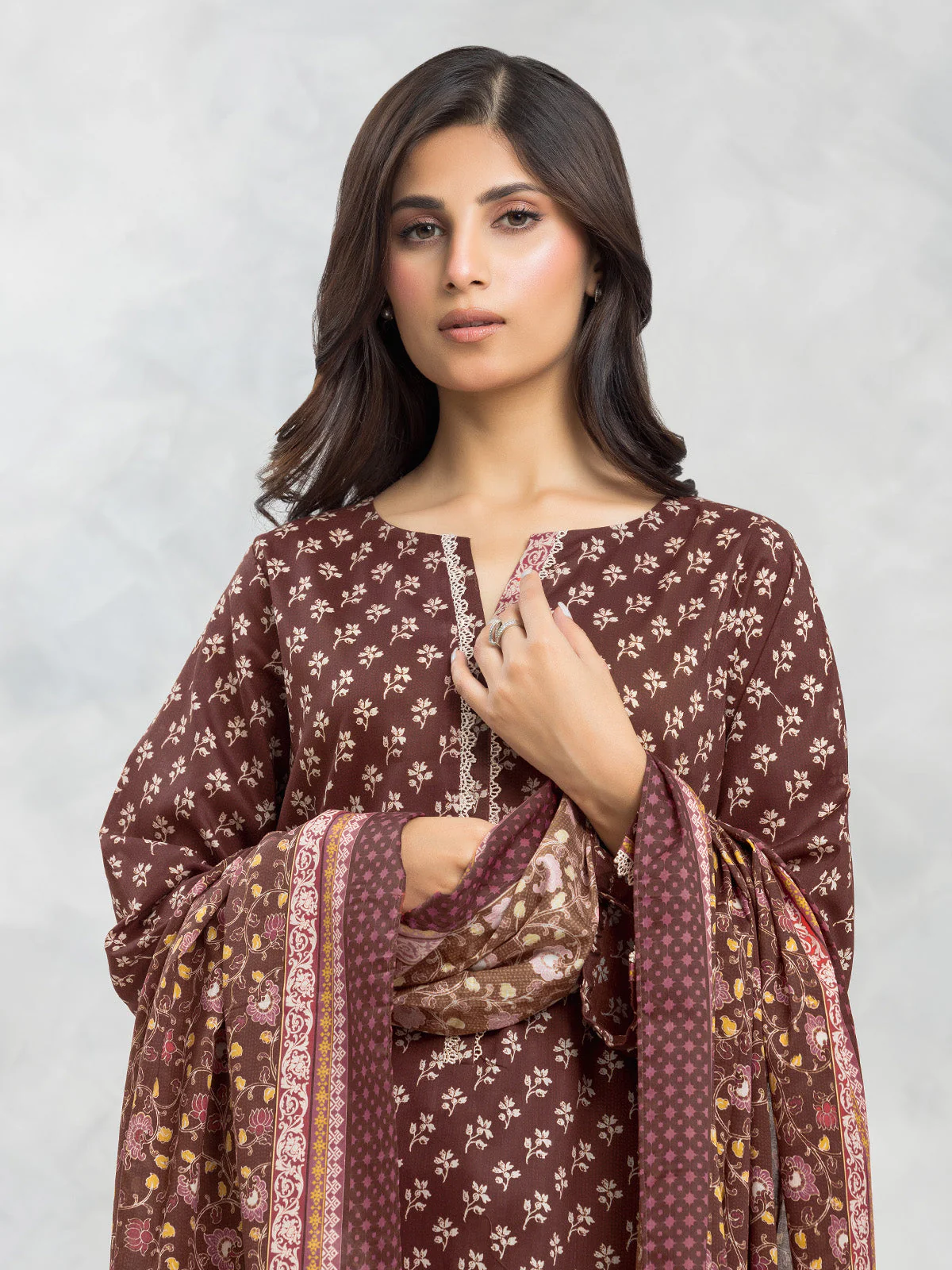 Printed Viscose Shirt Dupatta - EWU24A4-29189SD