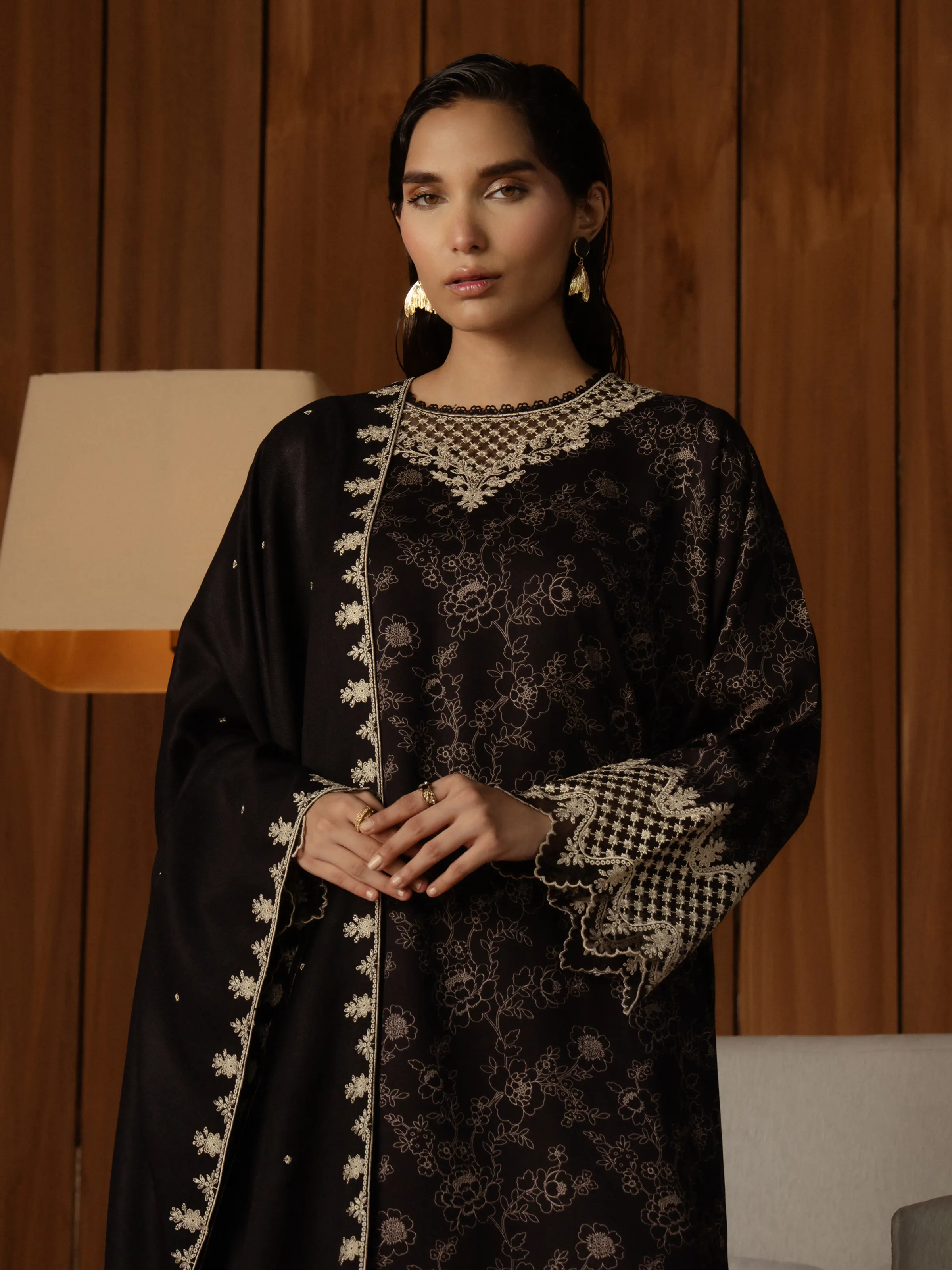 Embroidered Marina Twill Shirt Trouser - EWU24V14-30179ST