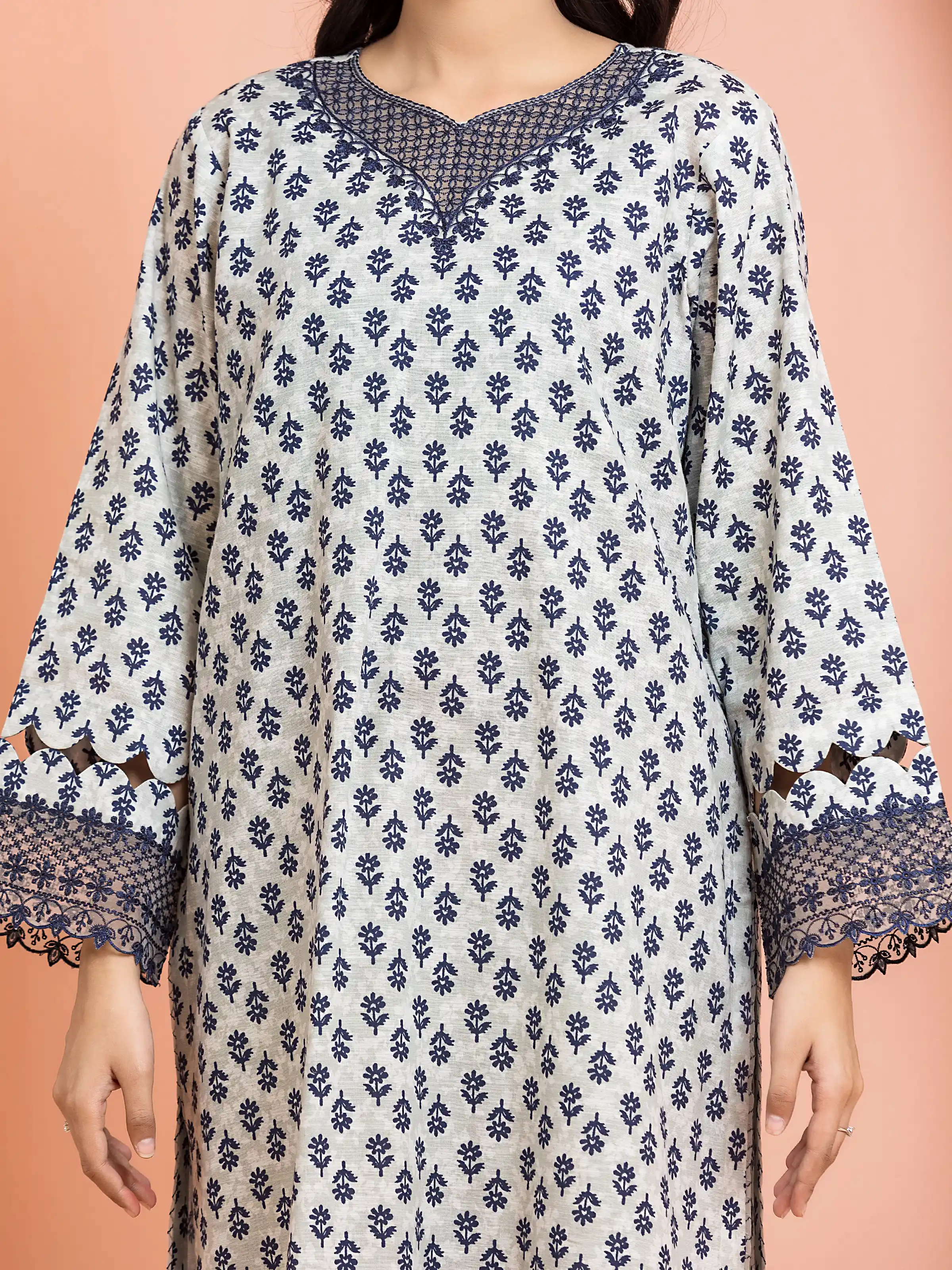 Embroidered Marina Twill Shirt Trouser - EWU24V14-30186ST - Image 4