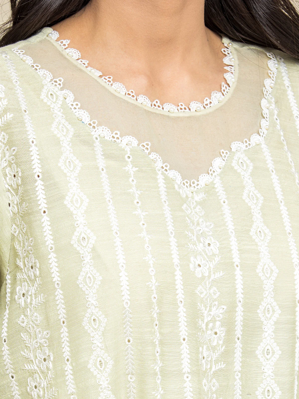 Embroidered Raw Silk Suit - EWU24V16-30003-3P - Image 3