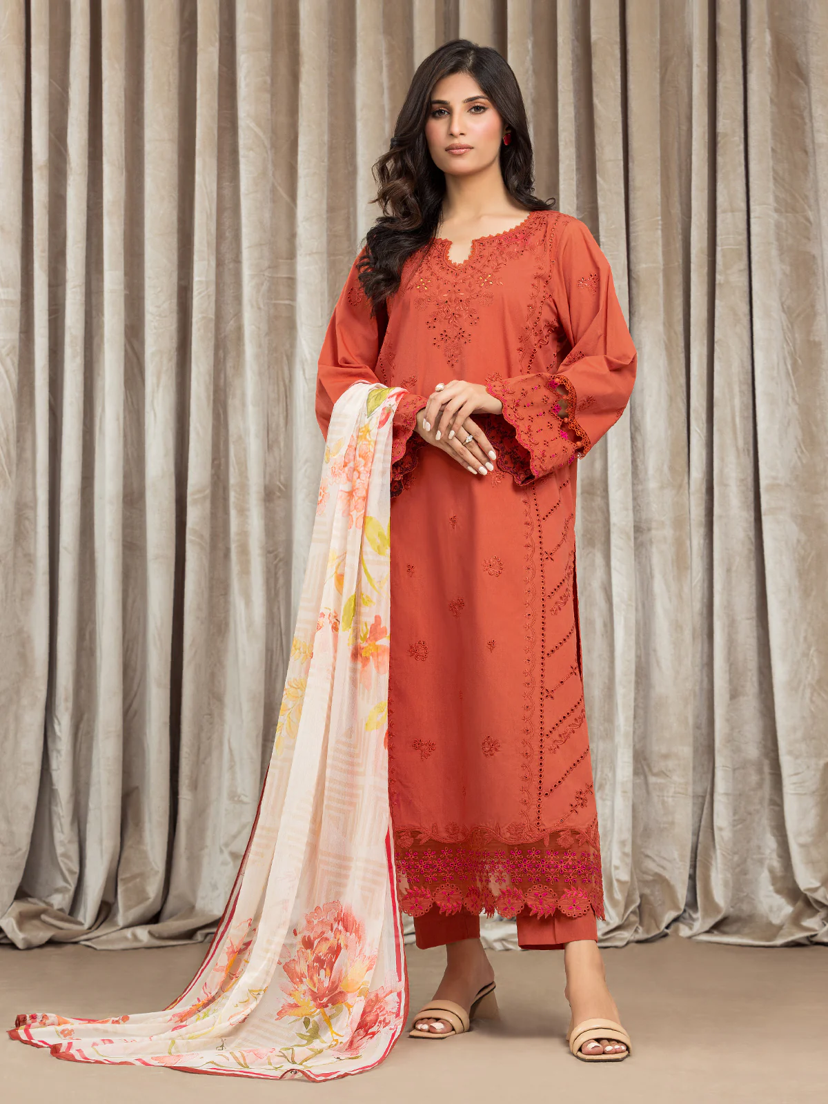 Embroidered Cambric Suit - EWU24V2-30063-3P