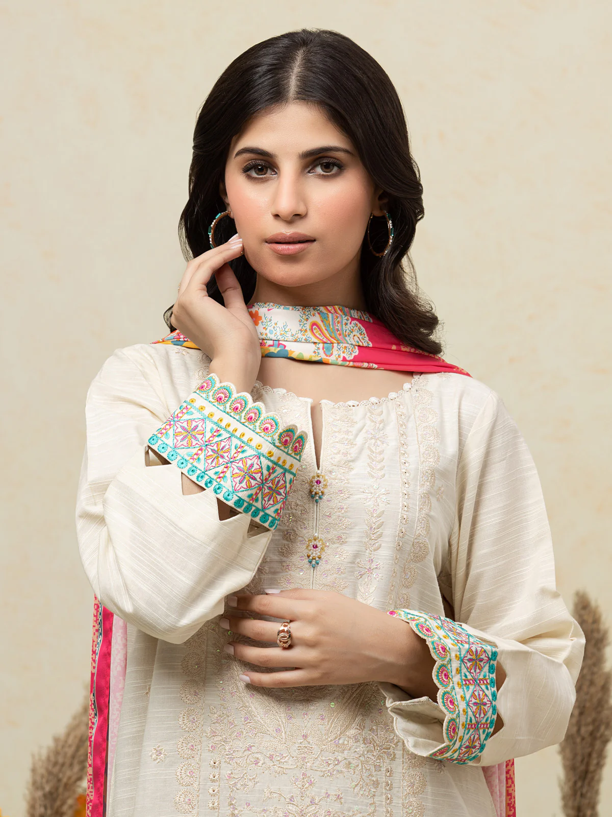 Embroidered Chanderi Suit - EWU24V6-26663-3P - Image 2