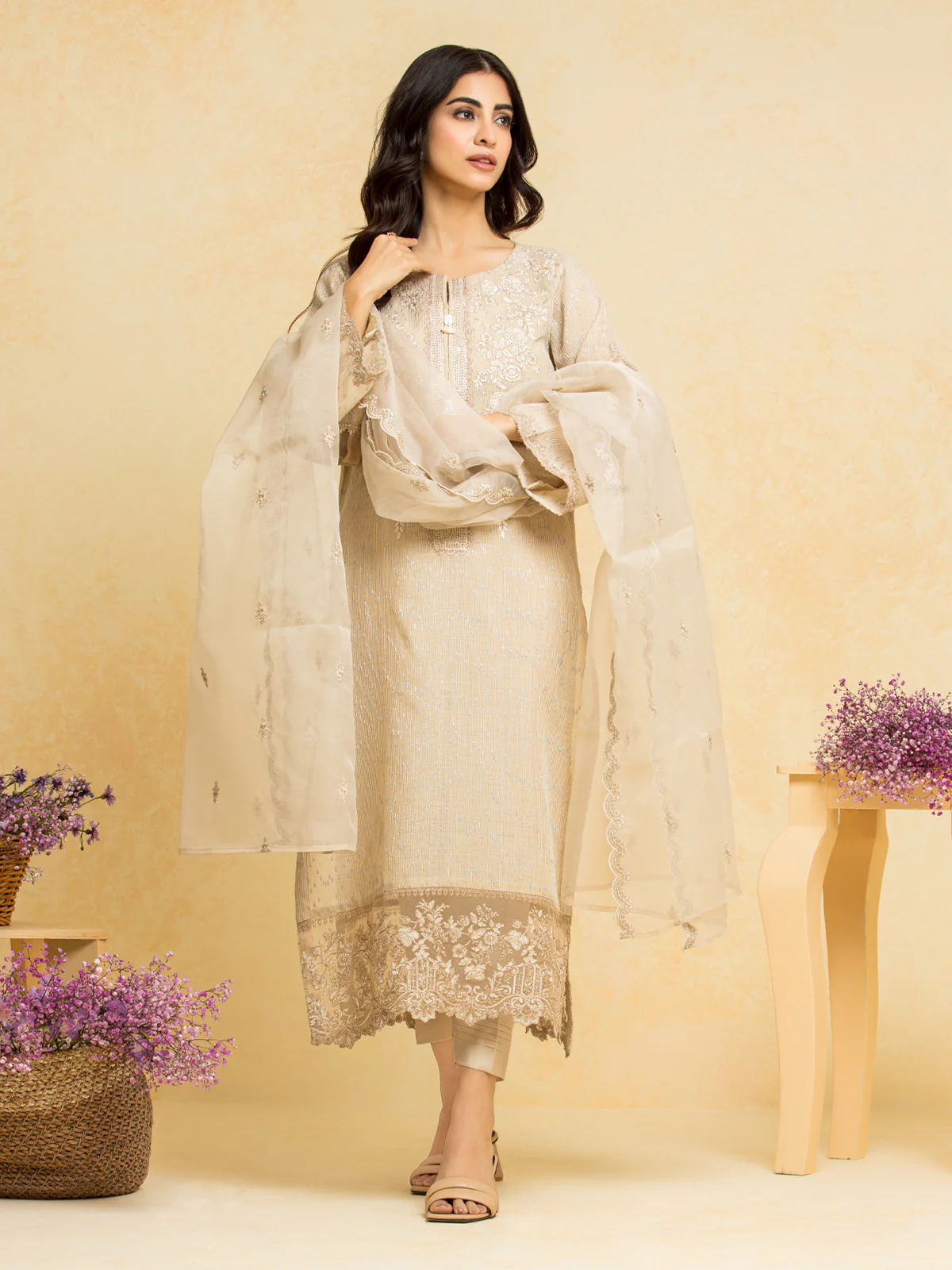 Embroidered Dobby Suit - EWU24V7-28772-3P - Image 5