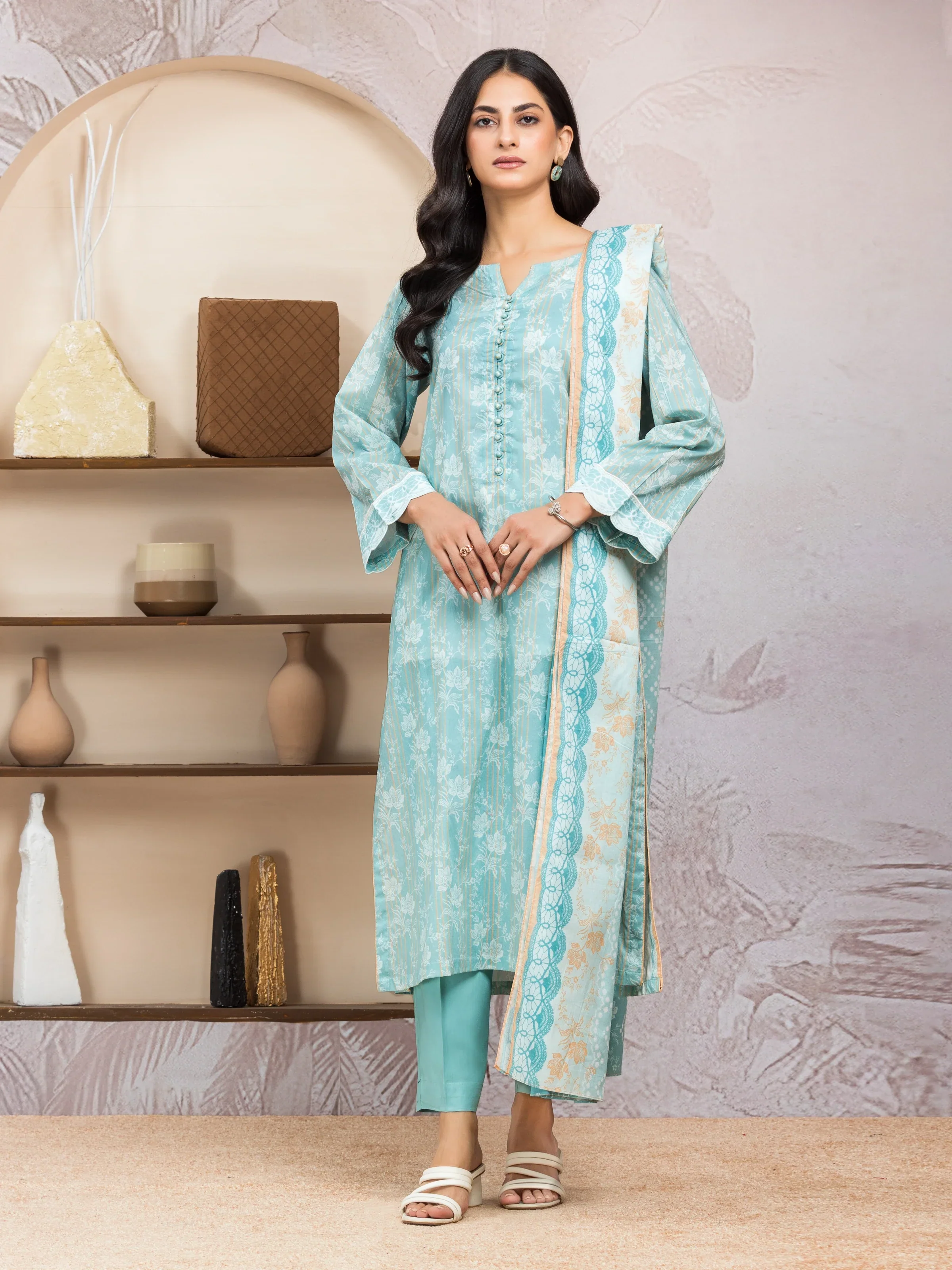 Printed Lawn Shirt Dupatta - EWU5A1-35209SD