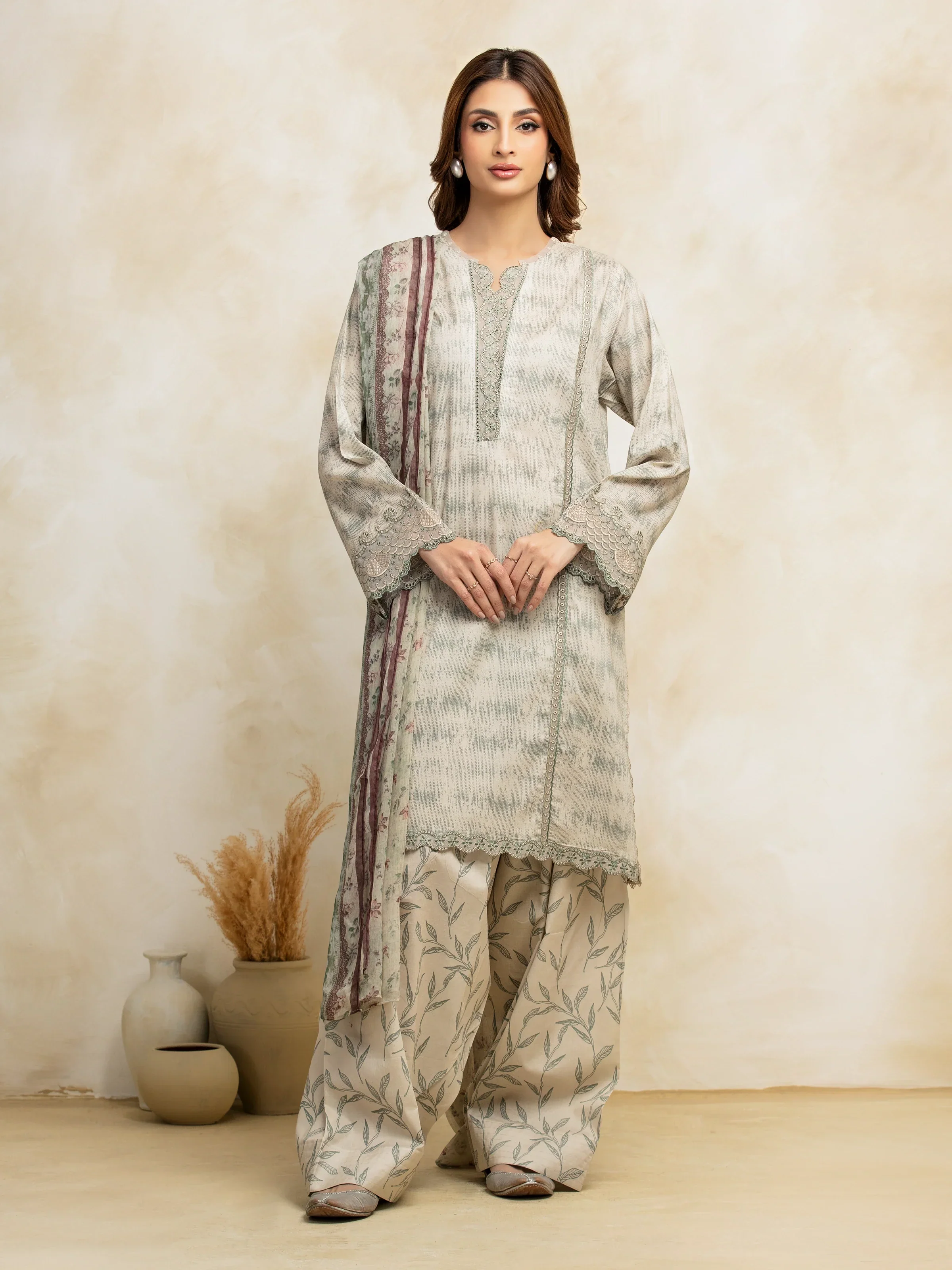Embroidered Lawn Shirt Dupatta - EWU5V1-31092SD - Image 2