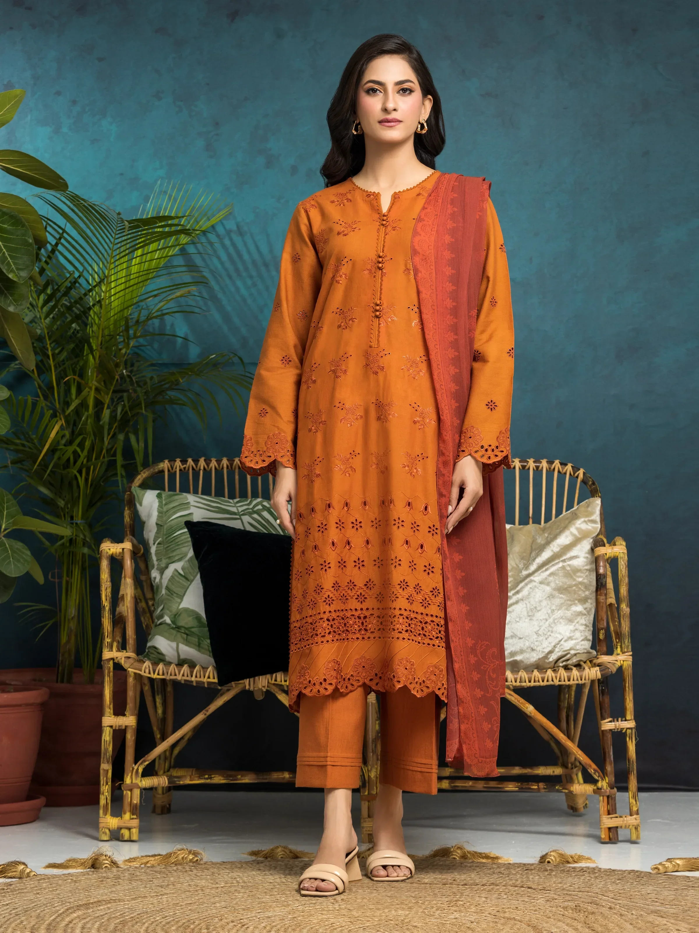 Embroidered Cambric Shirt Trouser - EWU5V2-31021ST