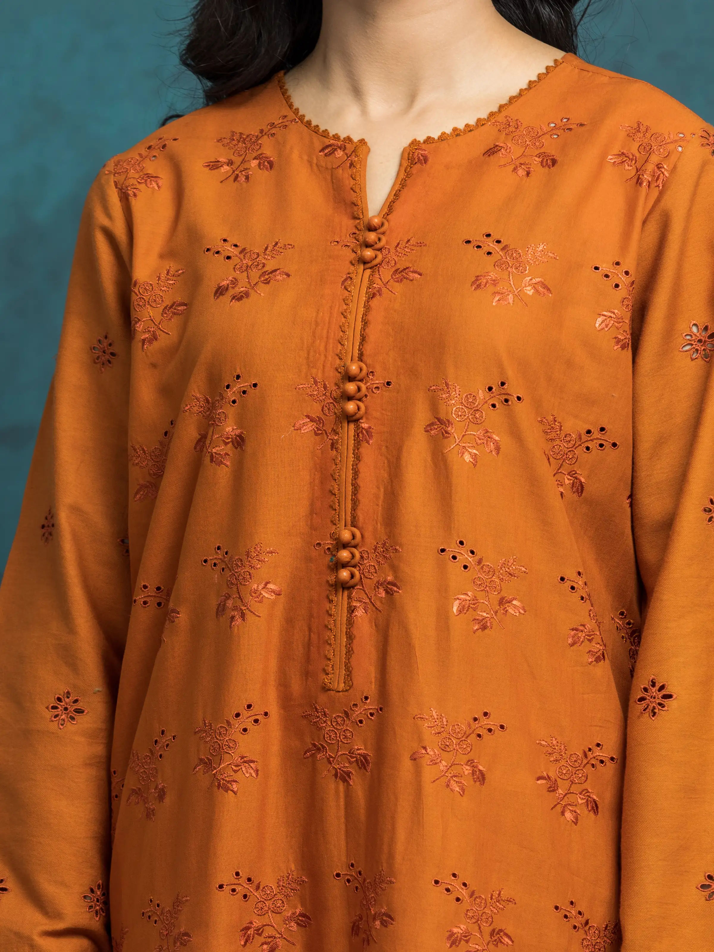 Embroidered Cambric Shirt Trouser - EWU5V2-31021ST - Image 3