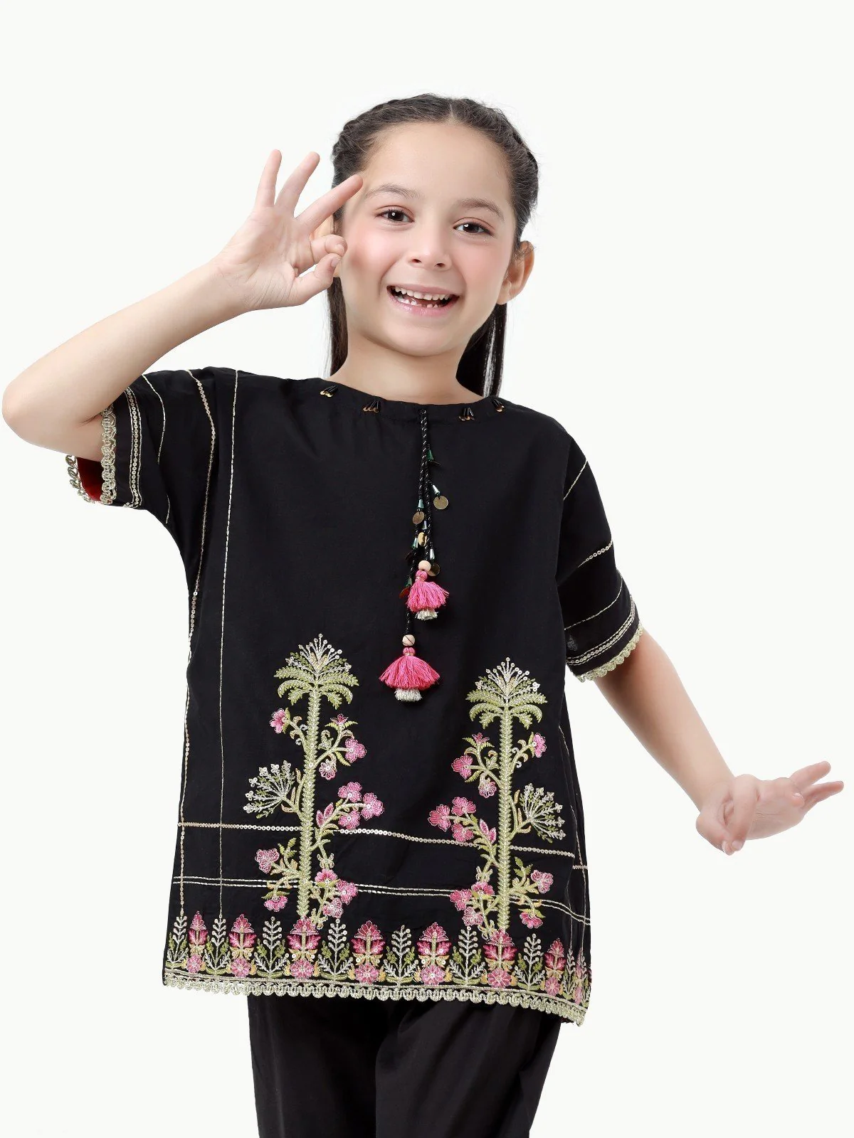 Embroidered Cotton Satin Shirt Trouser - EGTKE22-70418 - Image 2