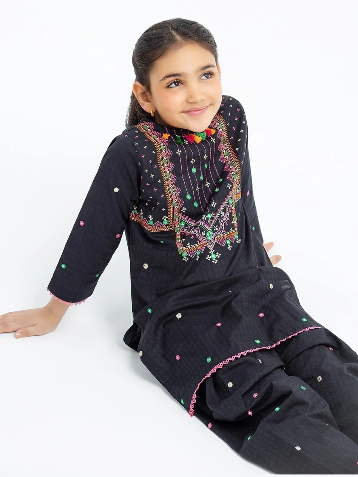 Embroidered Cotton Jacquard Shirt Trouser - EGTKE22-70532 - Image 2