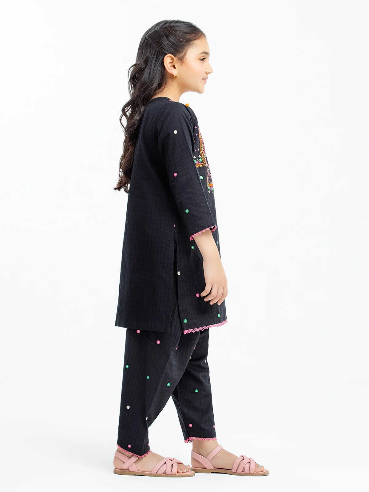 Embroidered Cotton Jacquard Shirt Trouser - EGTKE22-70532 - Image 4