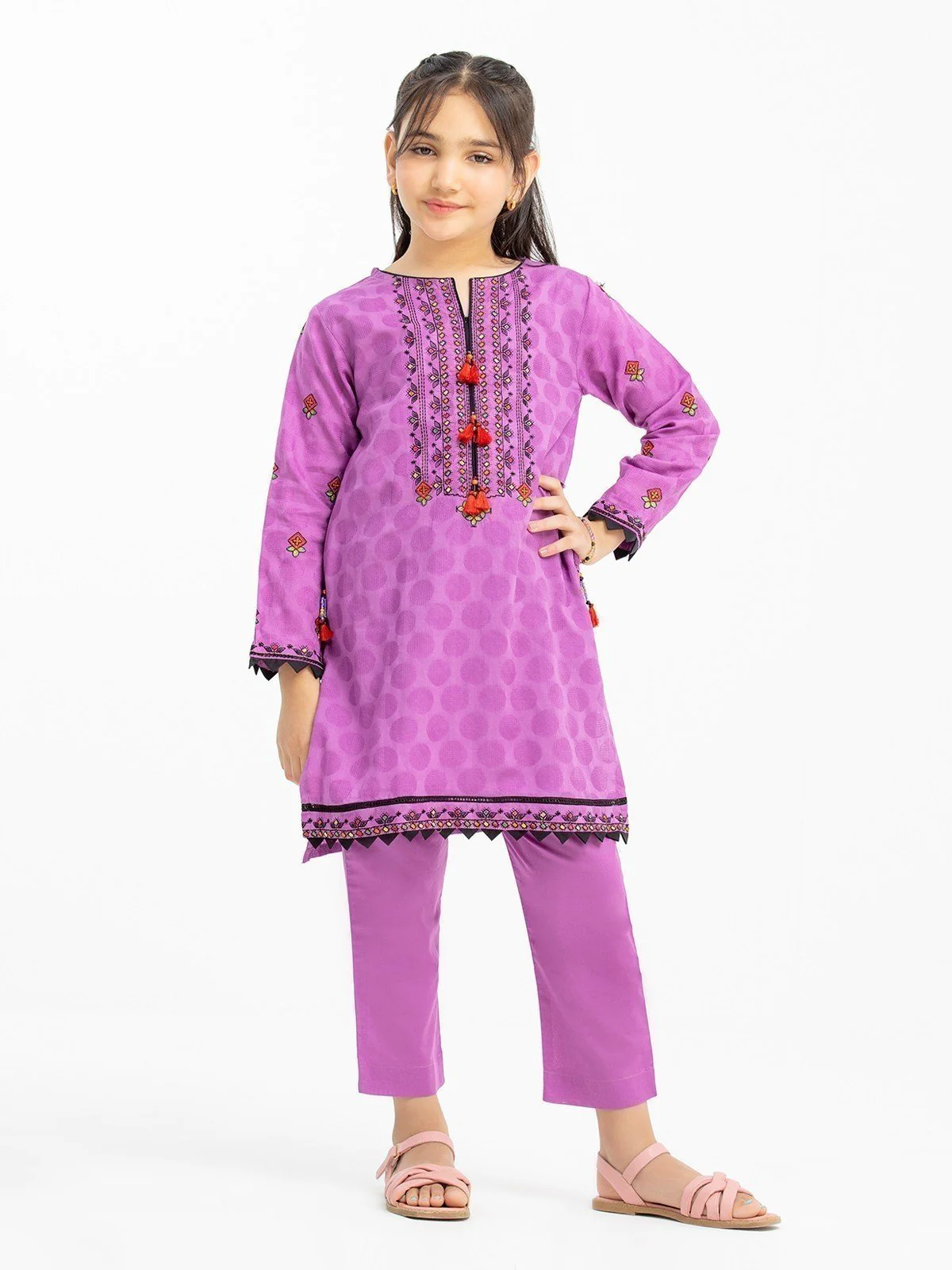 Embroidered Dobby Shirt Trouser - EGTKE23-70349ST