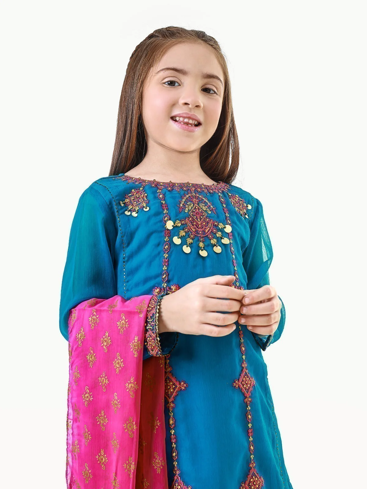 Embroidered Chiffon Suit - EGTP22-22199 - Image 2