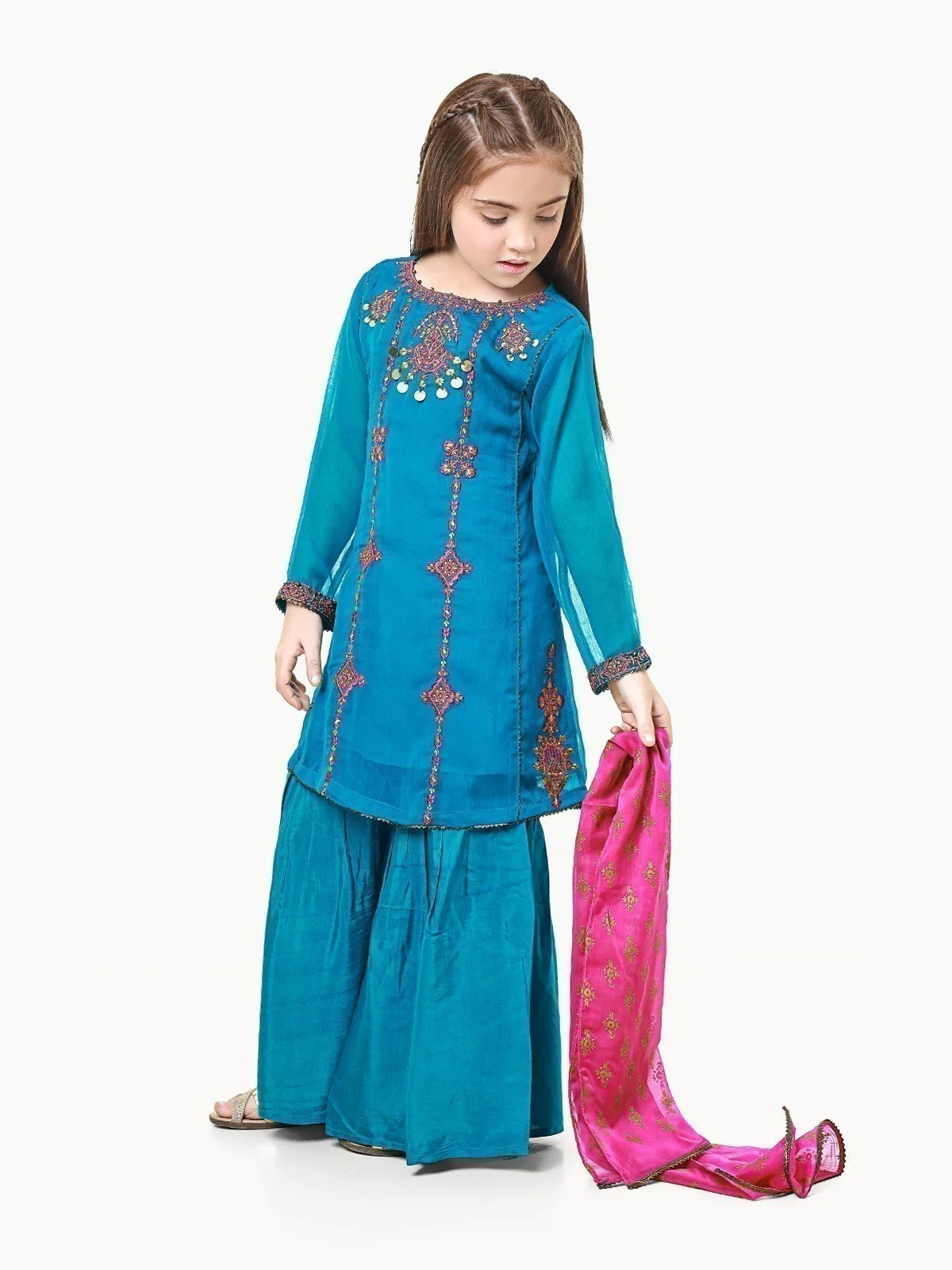 Embroidered Chiffon Suit - EGTP22-22199 - Image 3