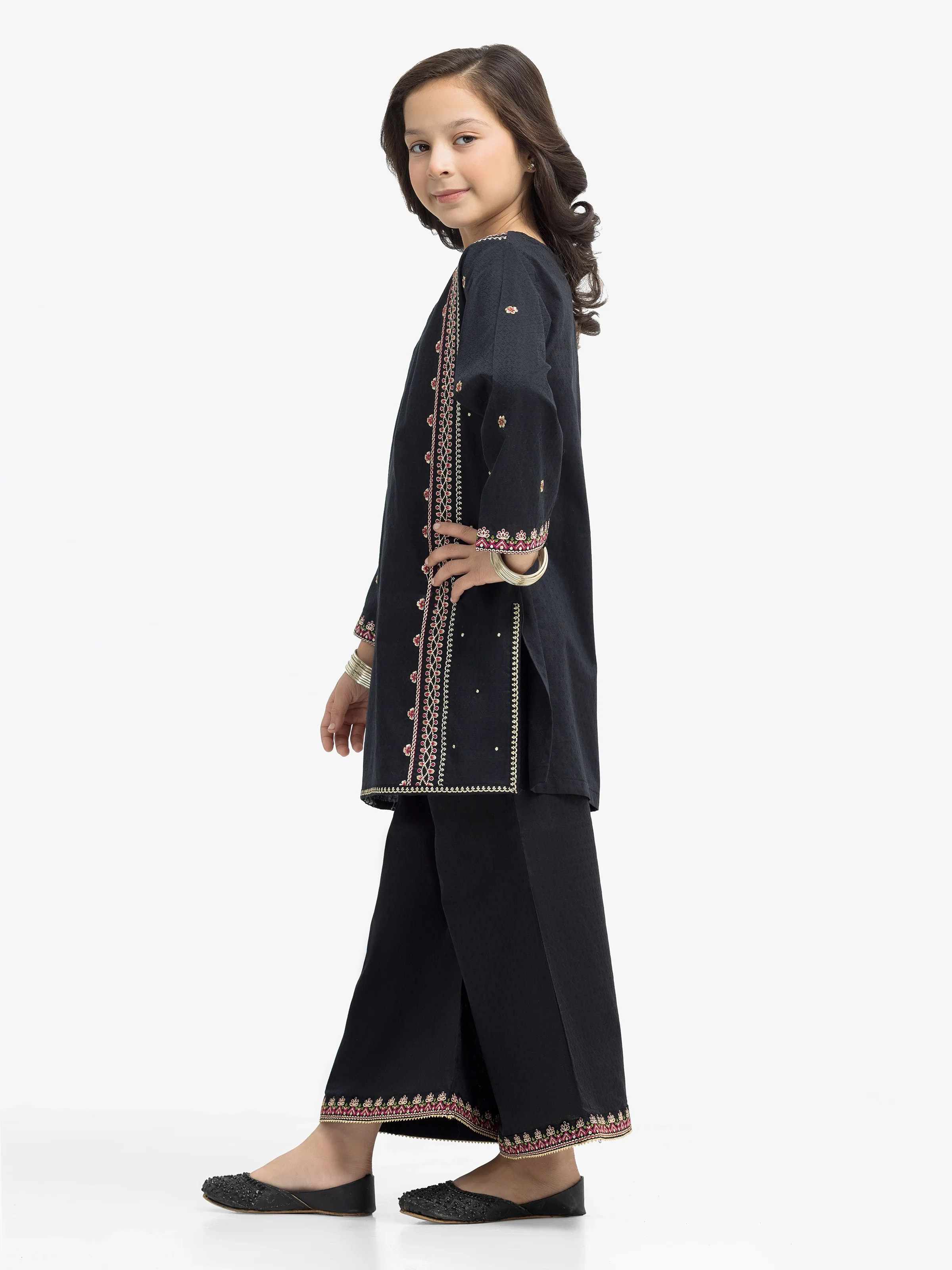 Embroidered Dobby Shirt Trouser - EGTKE24-70927ST - Image 4
