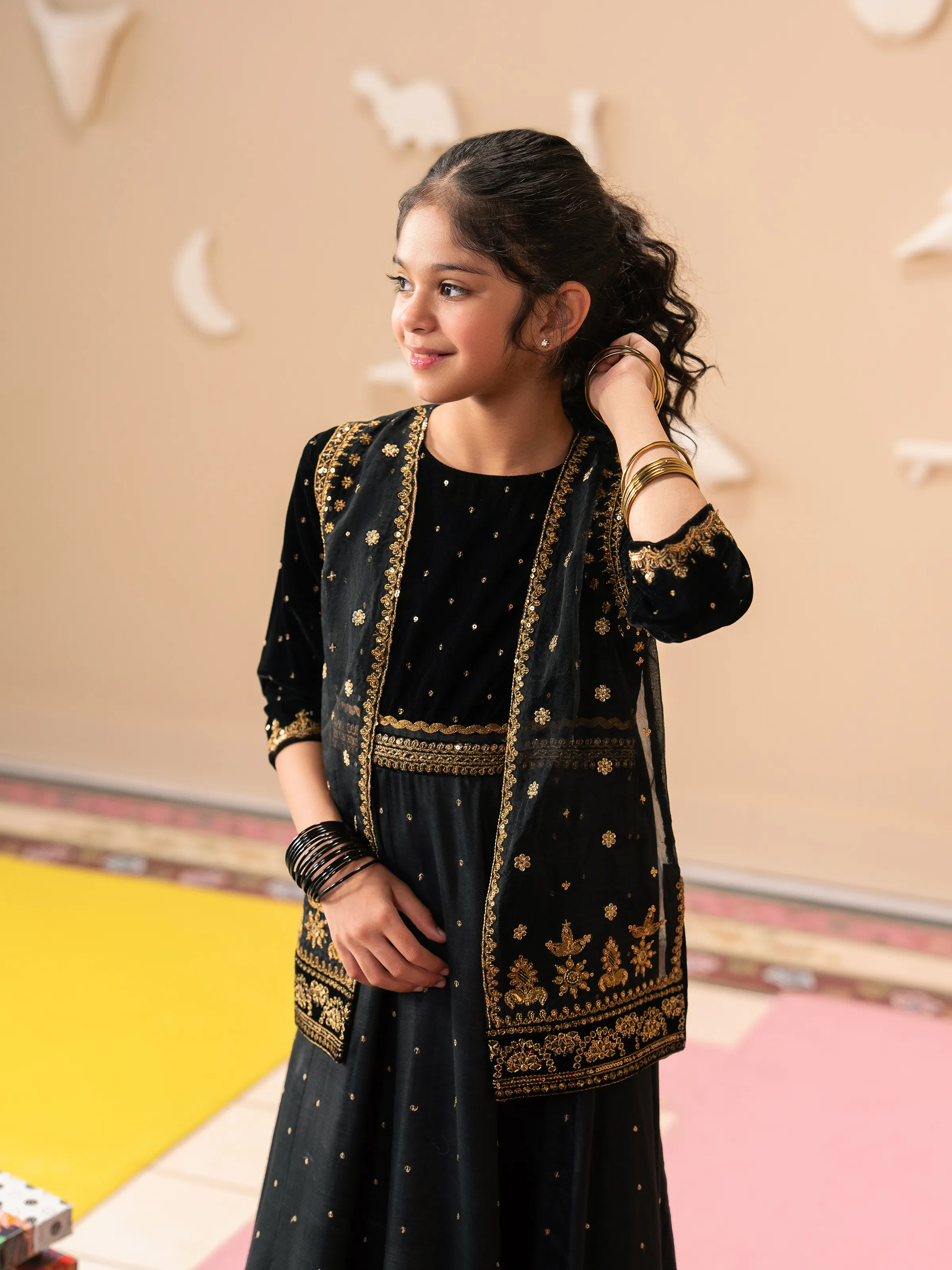 Embroidered Raw Silk Long Maxi - EGTKED5-50068SC - Image 2