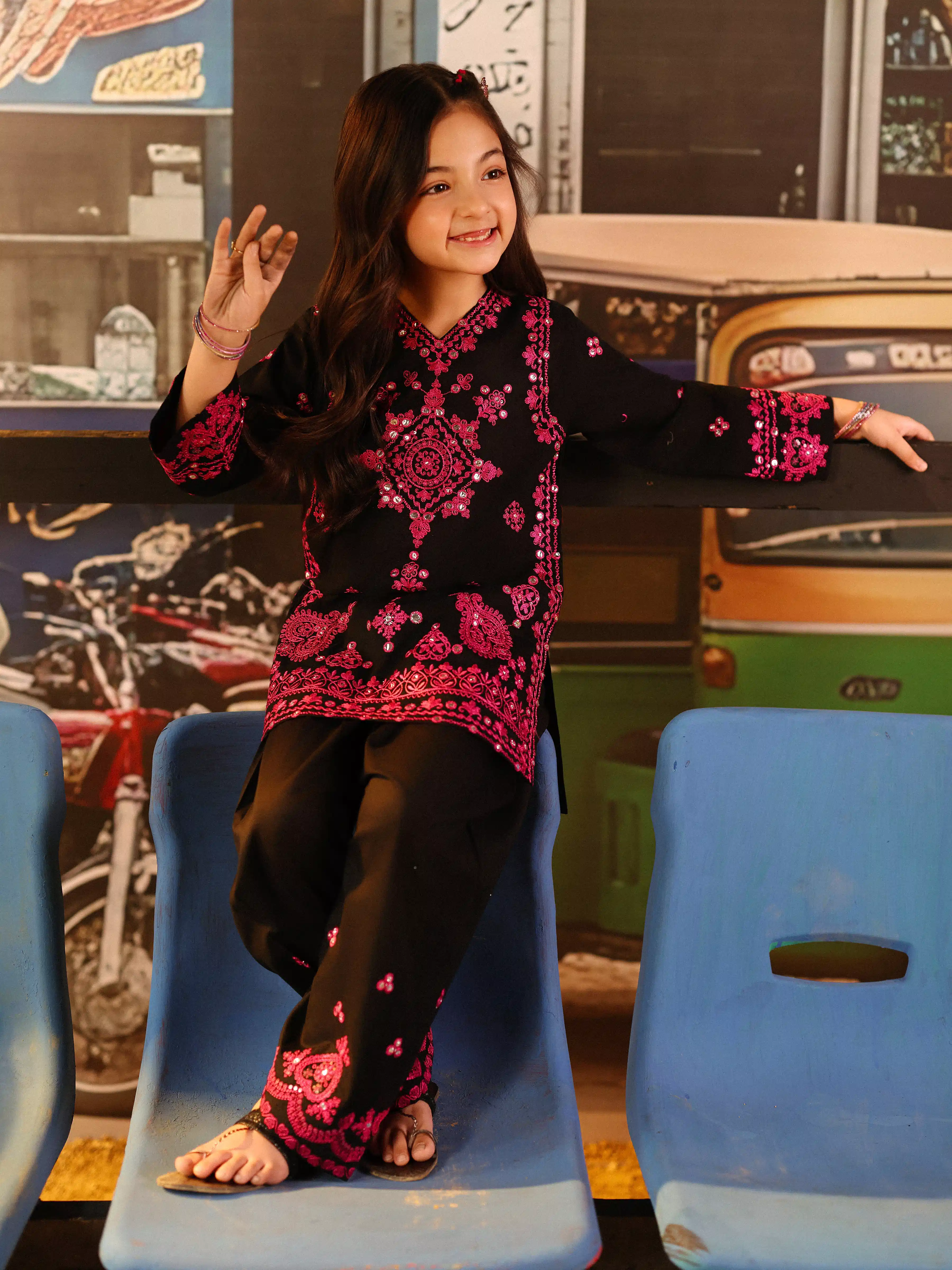 Embroidered Cambric Co-Ord Set - EGTKED6-74042ST - Image 5