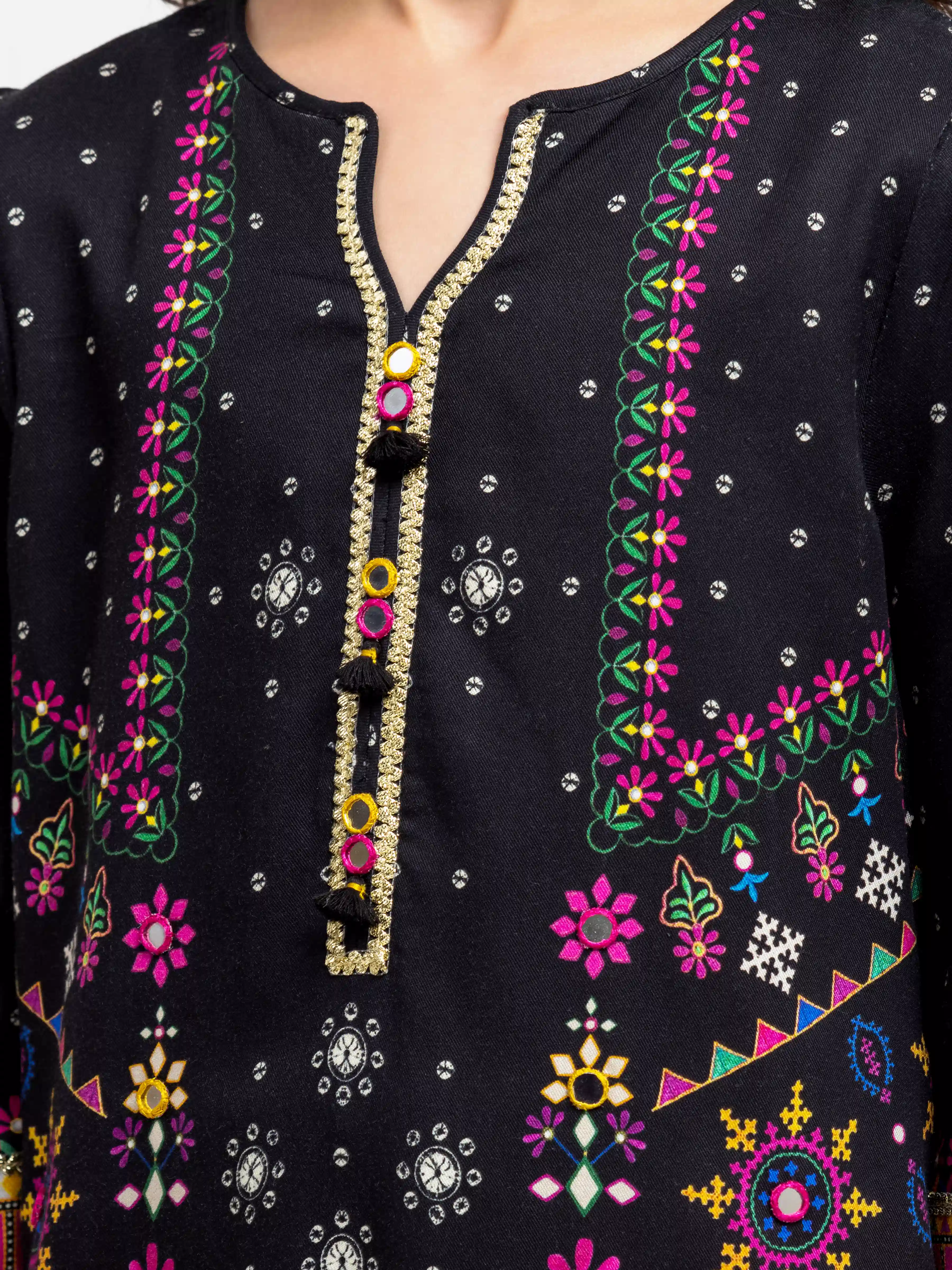 Printed Raw Silk Co-Ord Set - EGTKP6-74004ST - Image 4