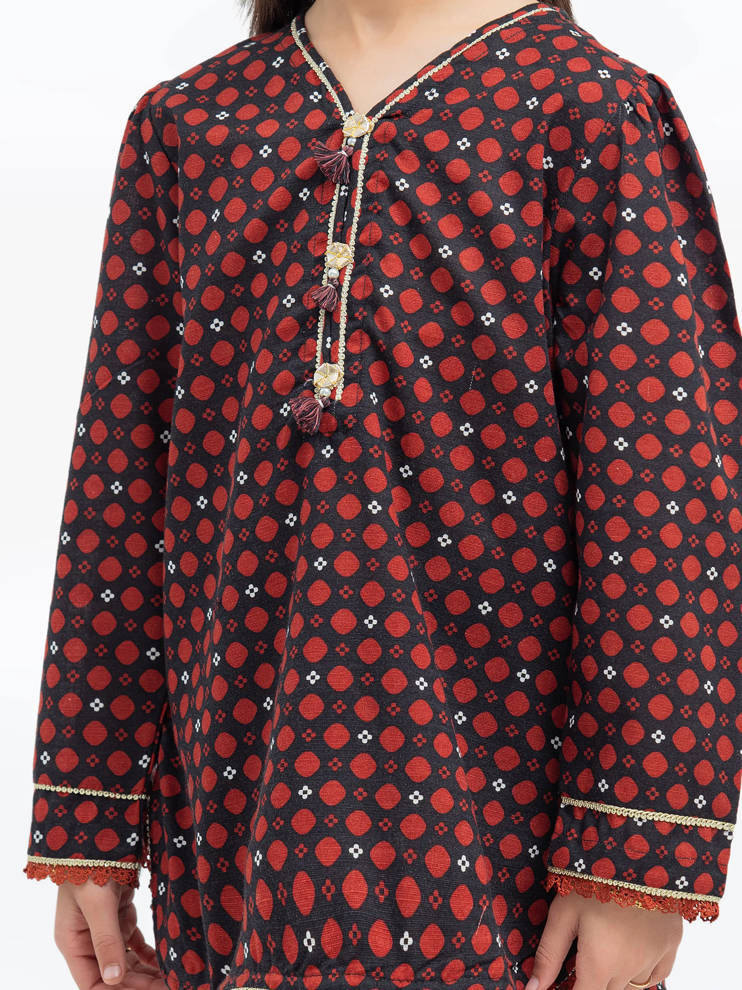 Printed Khaddar Co-Ord Set - EGTKP24-70799ST - Image 3