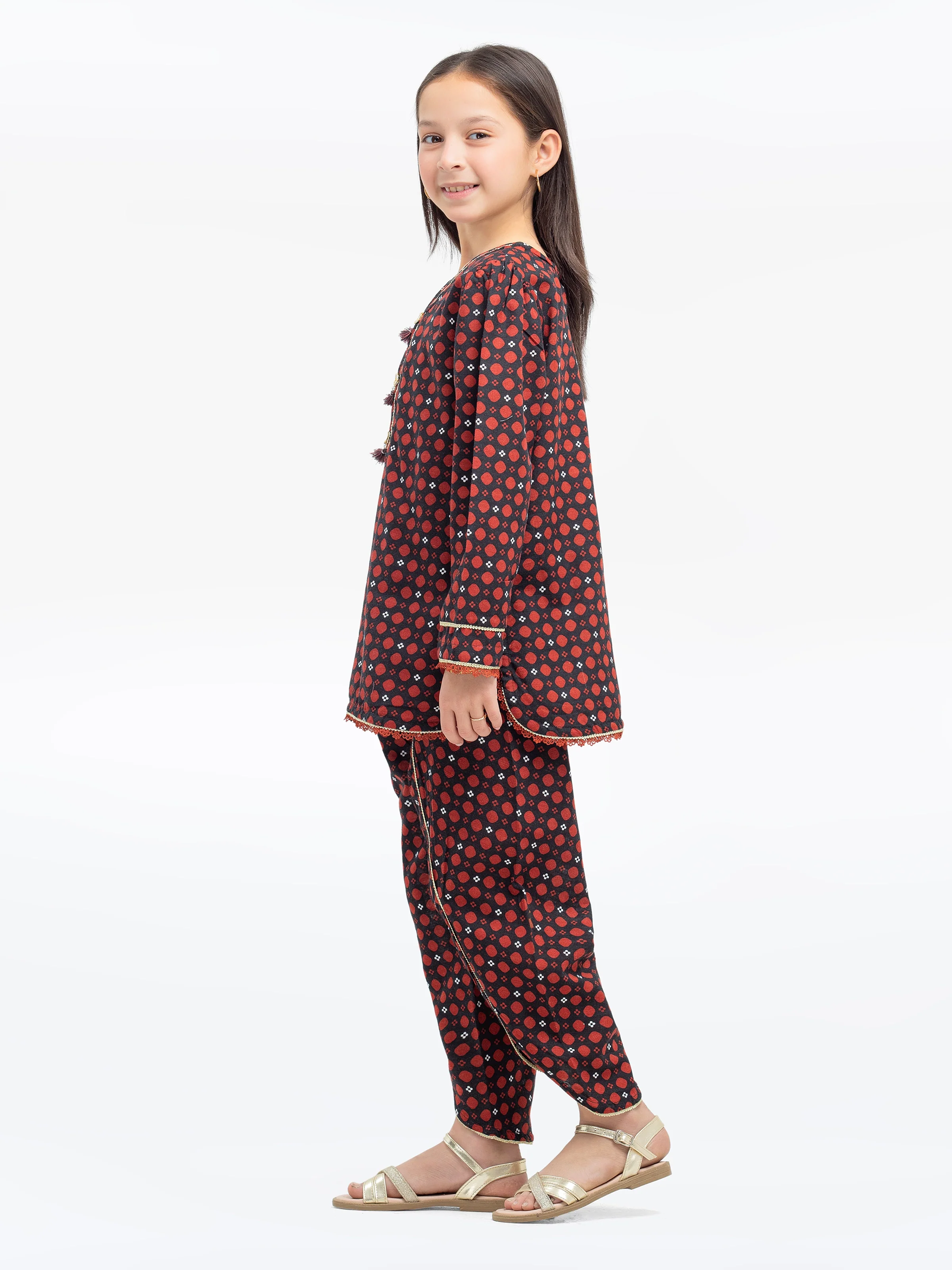 Printed Khaddar Co-Ord Set - EGTKP24-70799ST - Image 4
