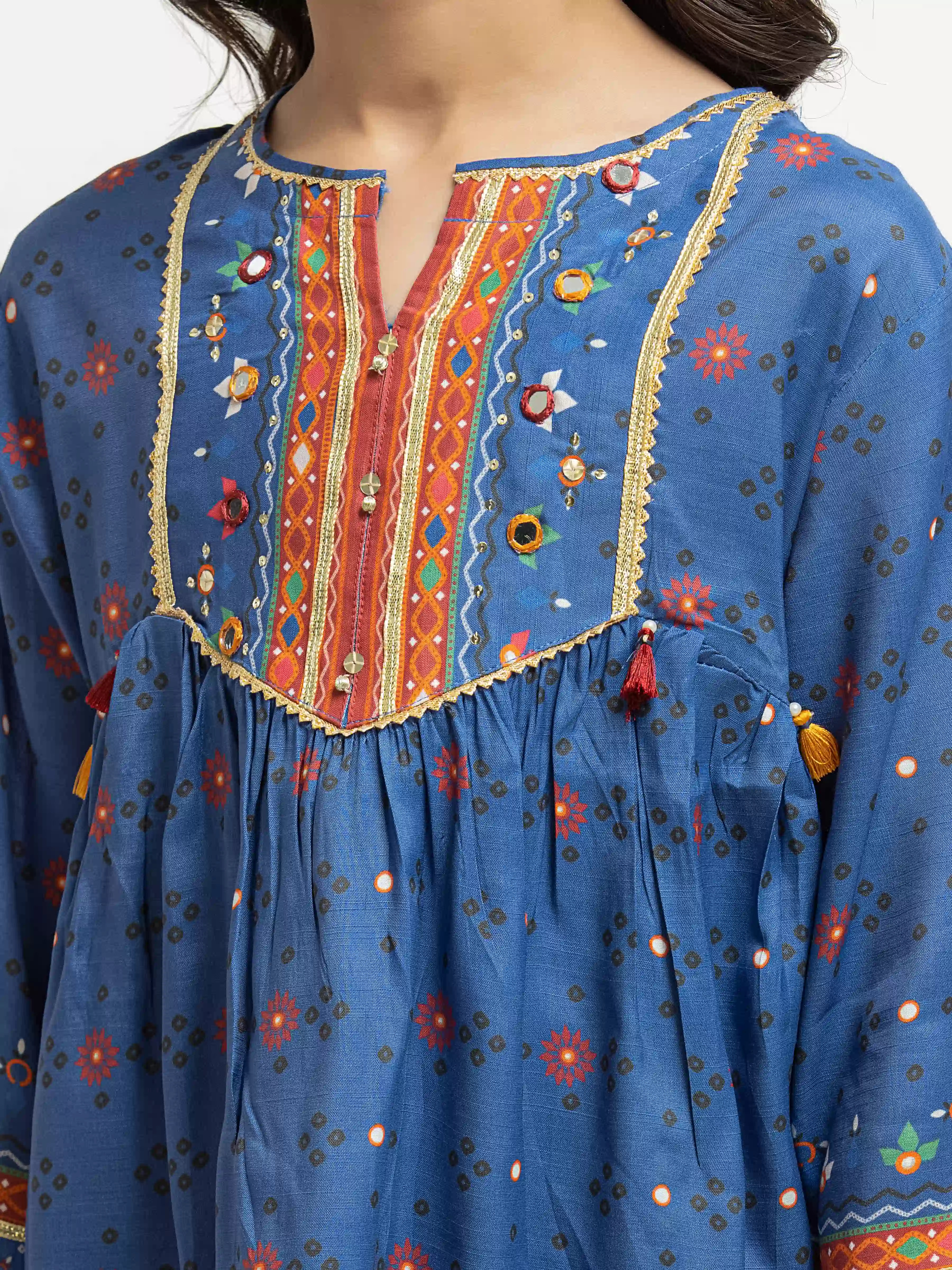 Printed Raw Silk Co-Ord Set - EGTKP6-74002ST - Image 3