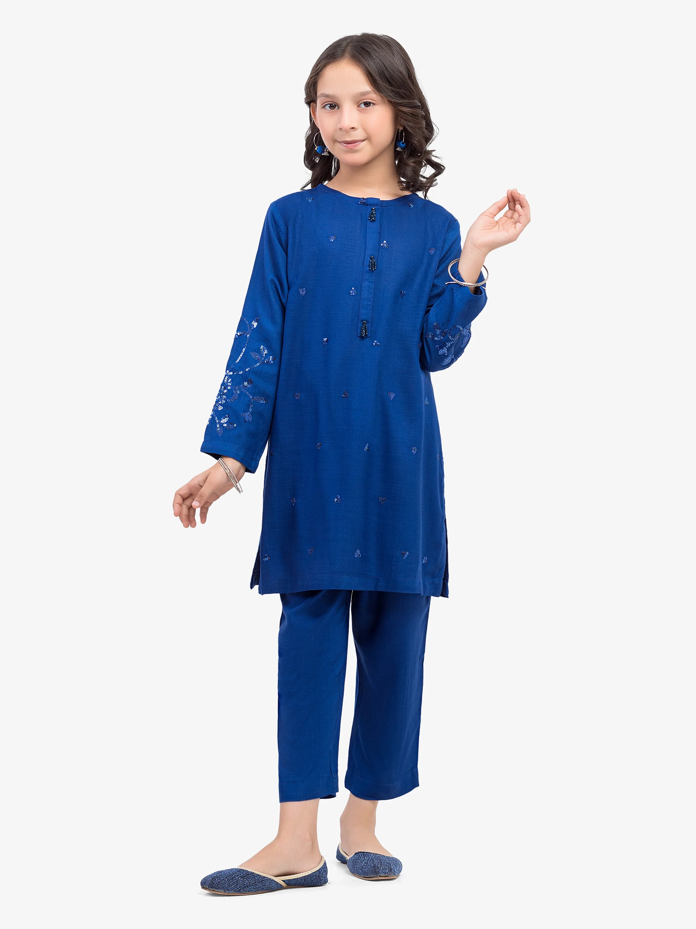 Embroidered Raw Silk Co-Ord Set - EGTPLE24-50018ST