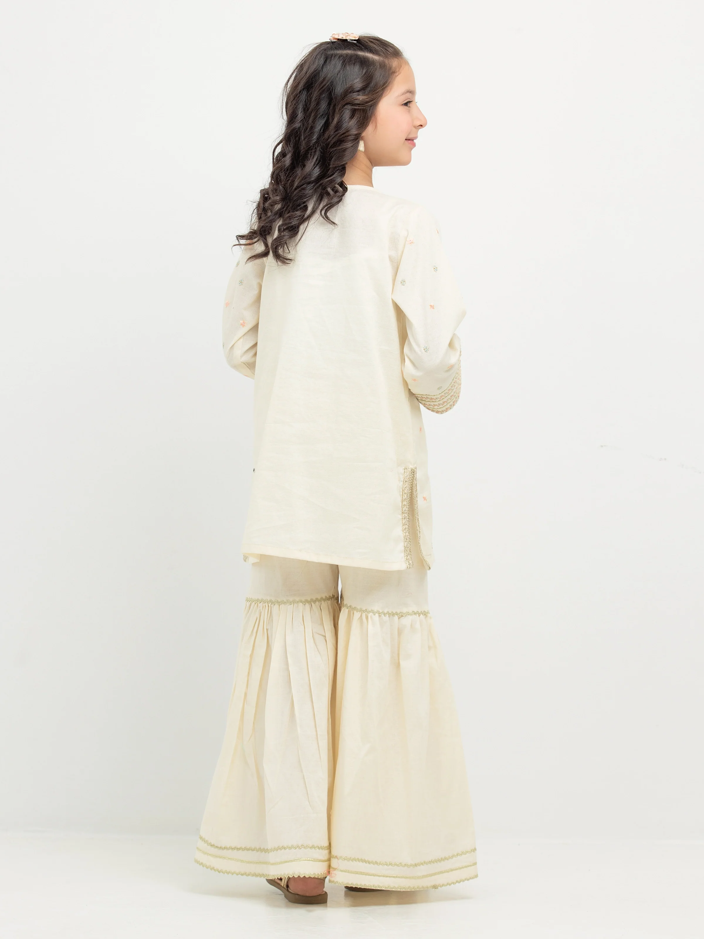 Embroidered Dobby Gharara Suit - EGTPLE24-50016ST - Image 7