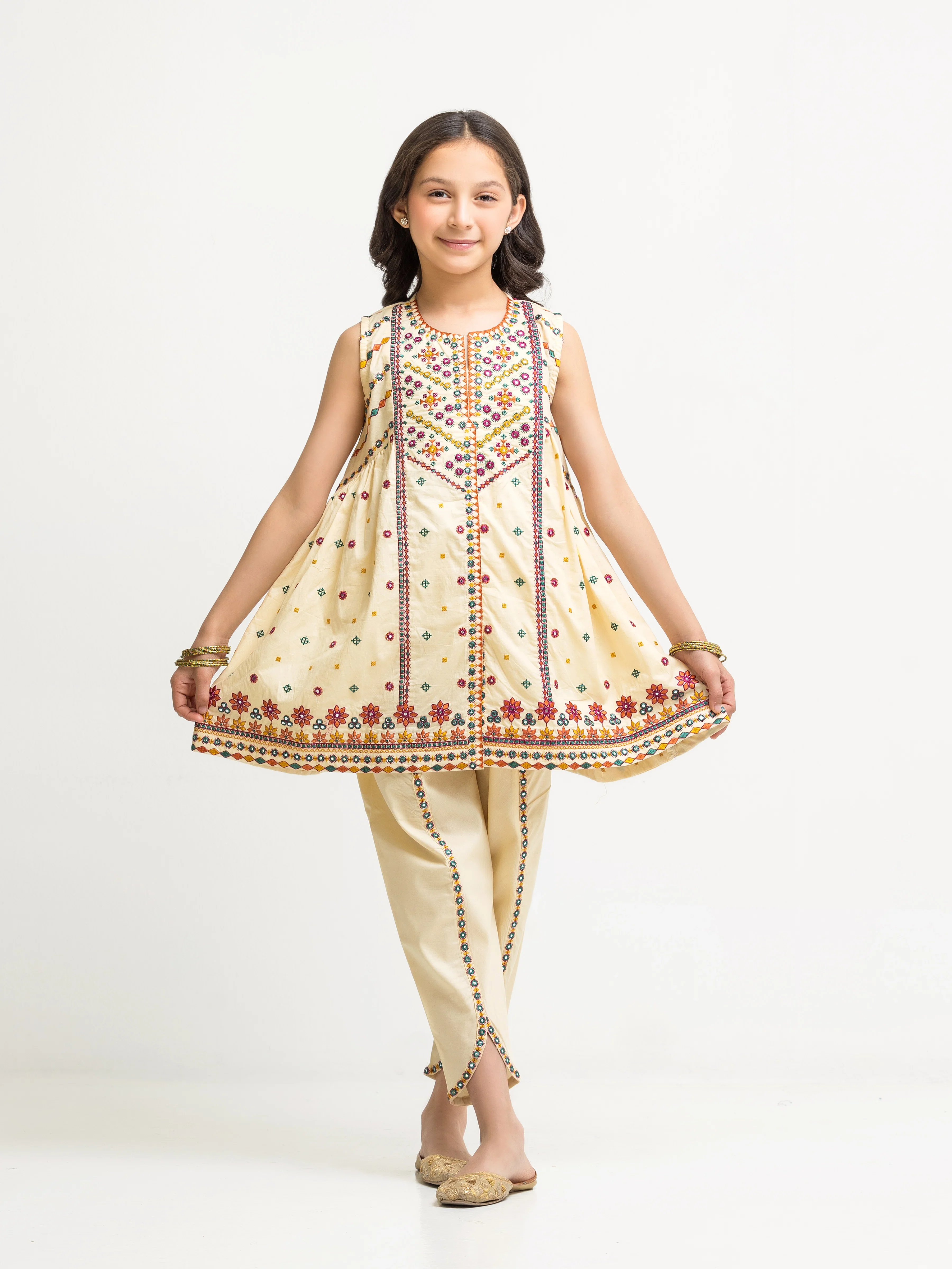 Embroidered Cambric Co-Ord Set - EGTKE5-73030ST