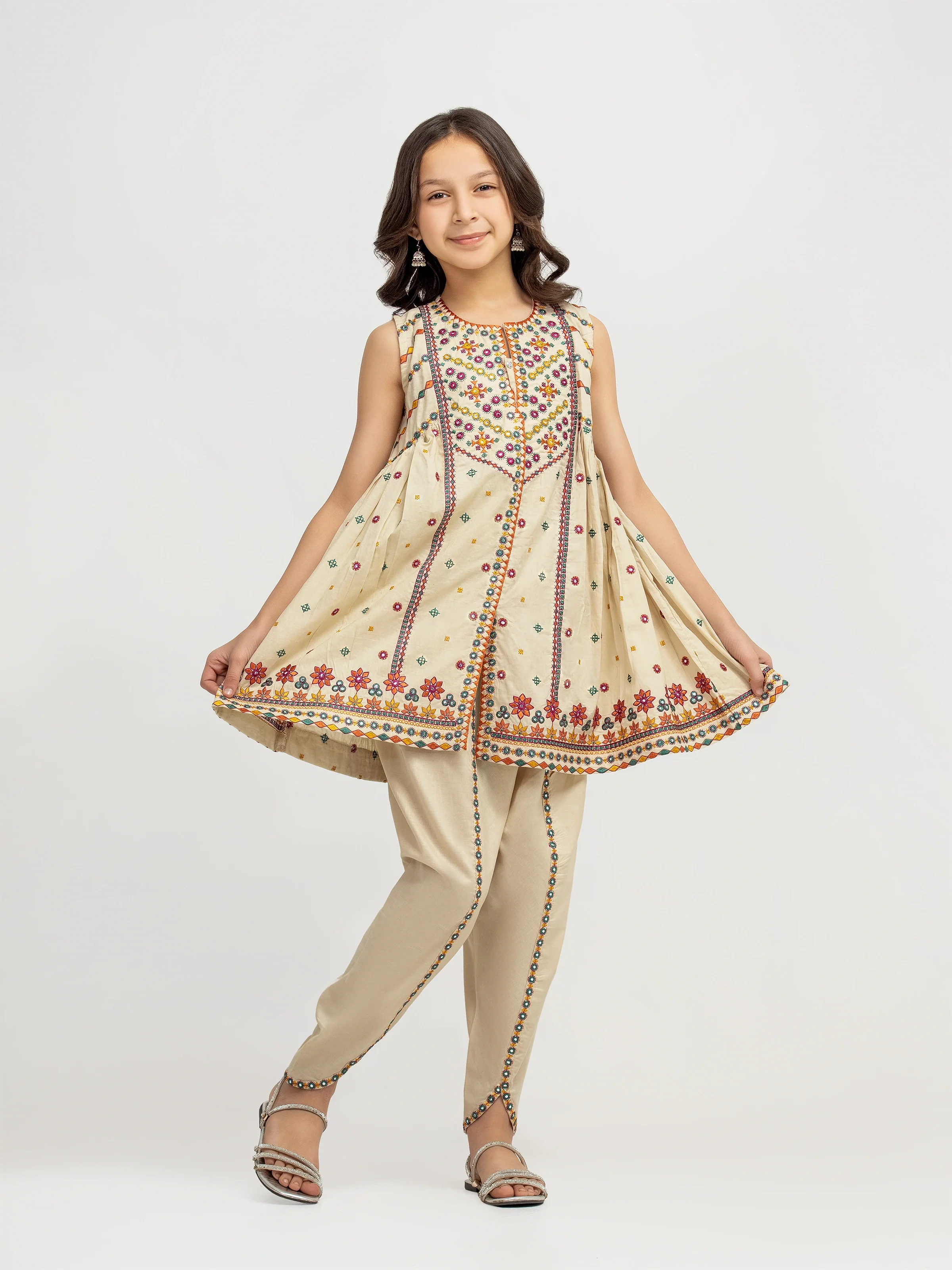 Embroidered Cambric Co-Ord Set - EGTKE5-73031ST