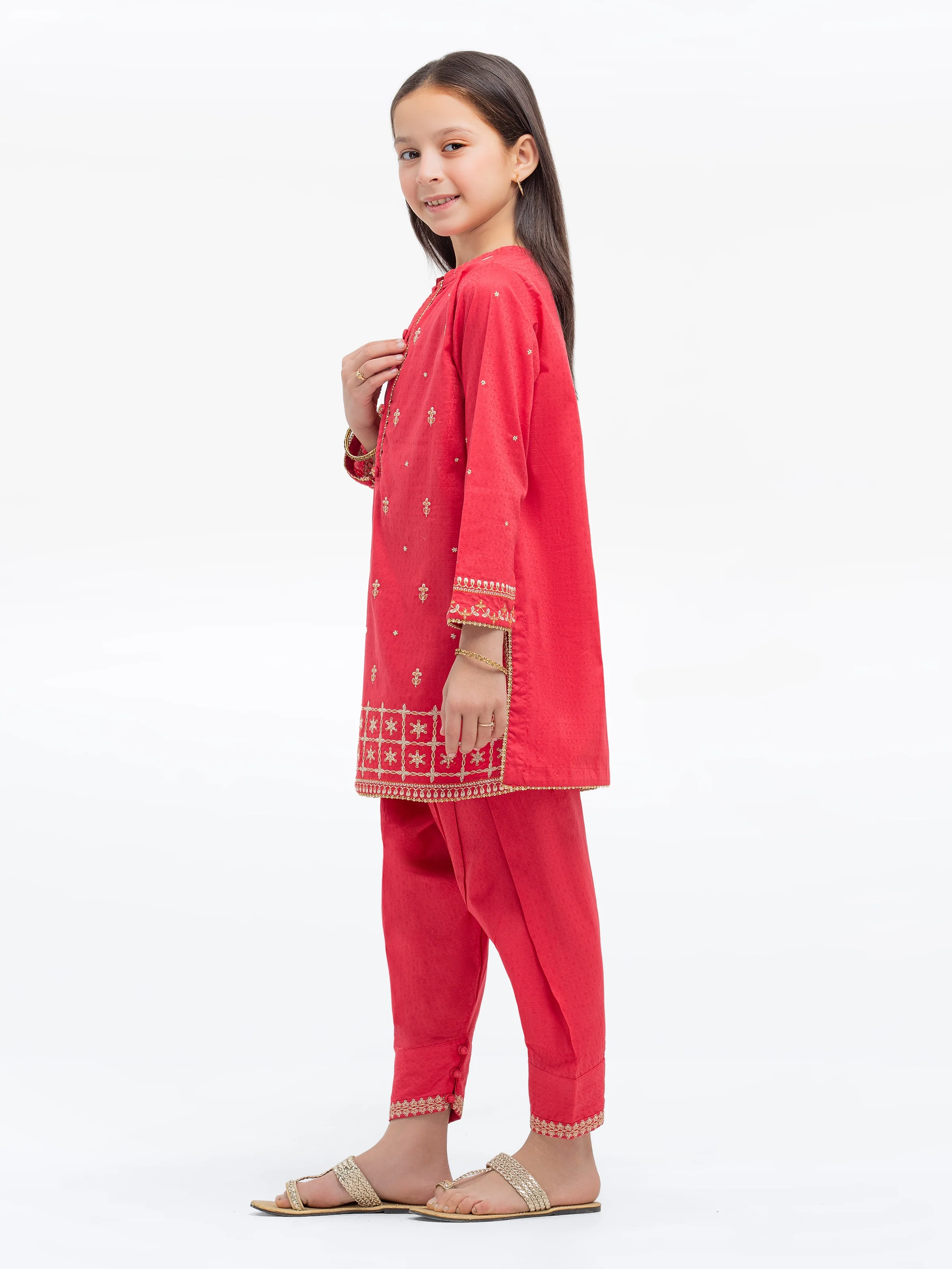 Embroidered Dobby Shirt Trouser - EGTKE24-70924ST - Image 4