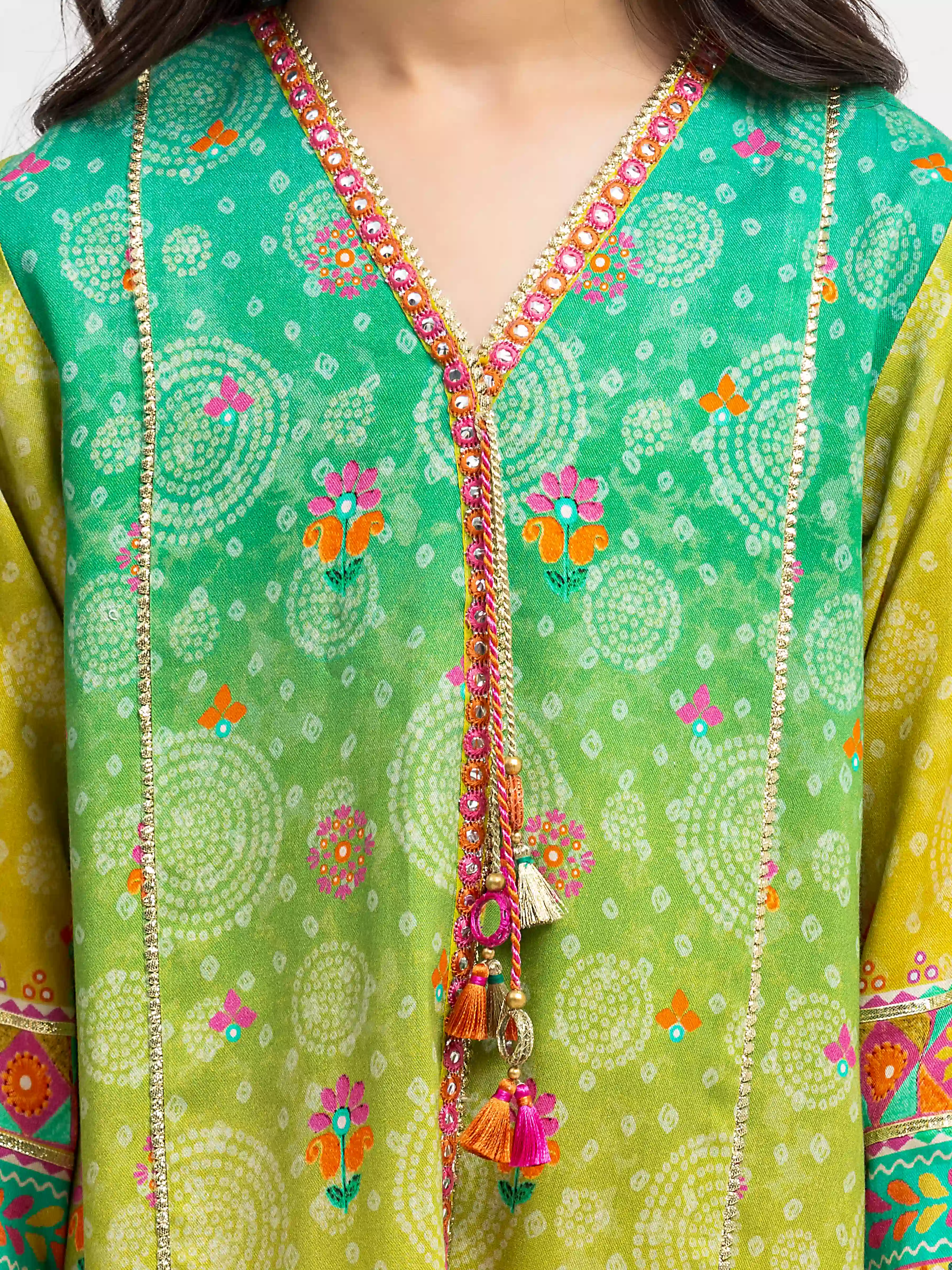 Printed Raw Silk Co-Ord Set - EGTKP6-74005ST - Image 4