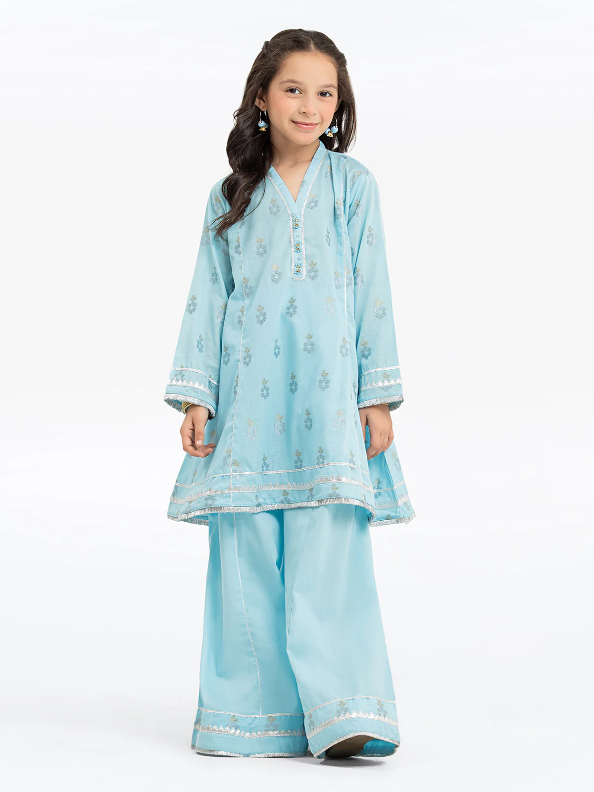 Solid Self Jacquard Gharara Suit - EGTKS24-70744ST