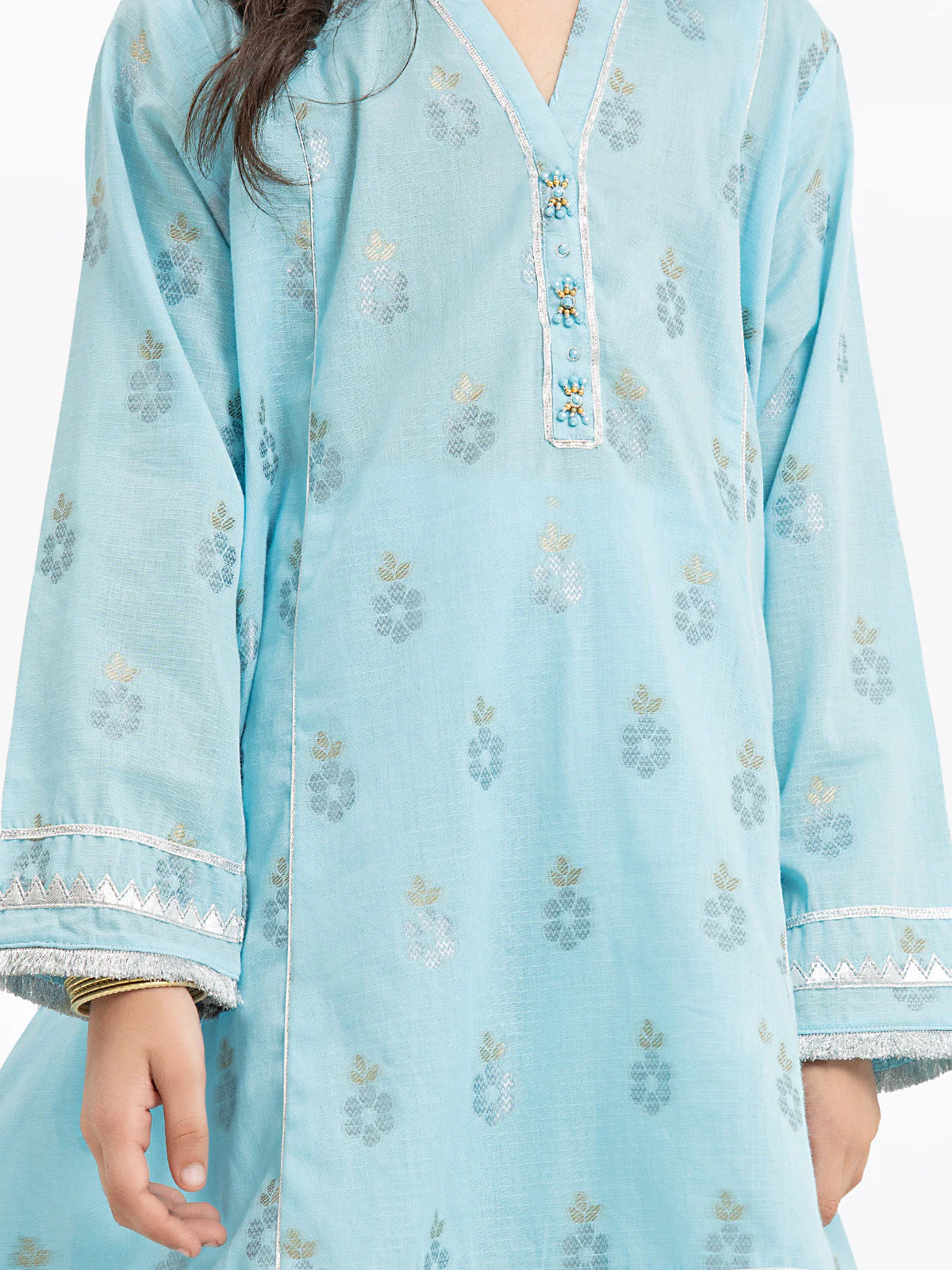 Solid Self Jacquard Gharara Suit - EGTKS24-70744ST - Image 3