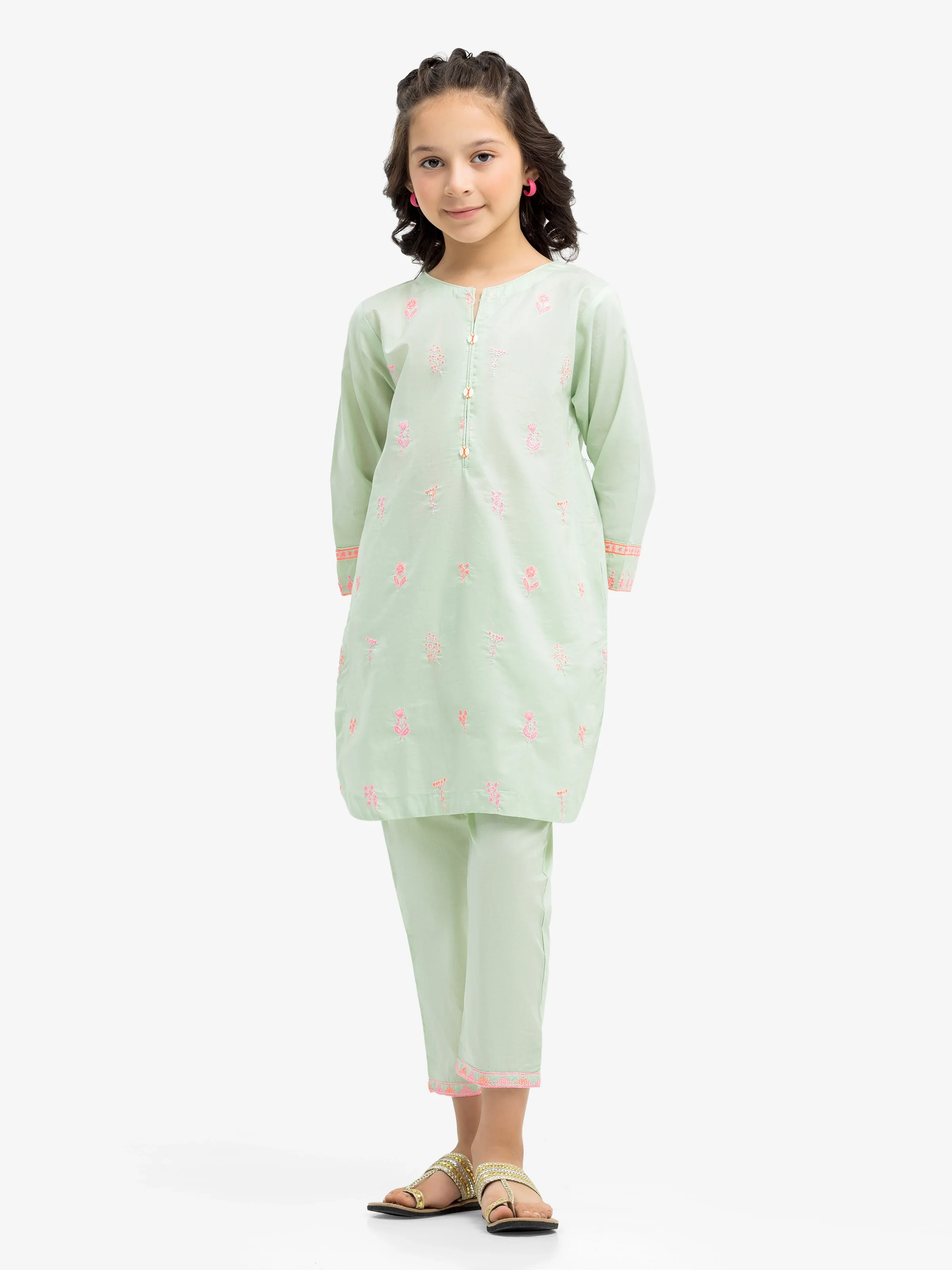 Embroidered Cambric Shirt Trouser - EGTKE24-70759ST