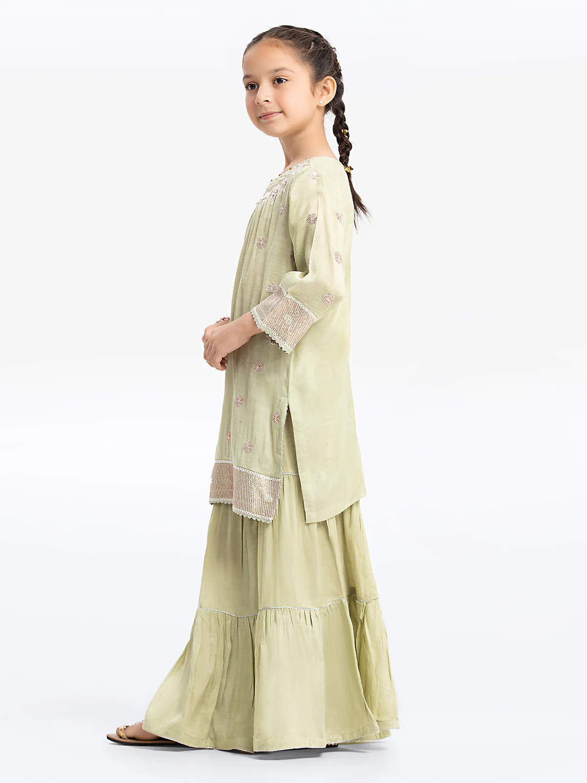 Embroidered Cotton Silk Gharara Suit - EGTP23-22202 - Image 3