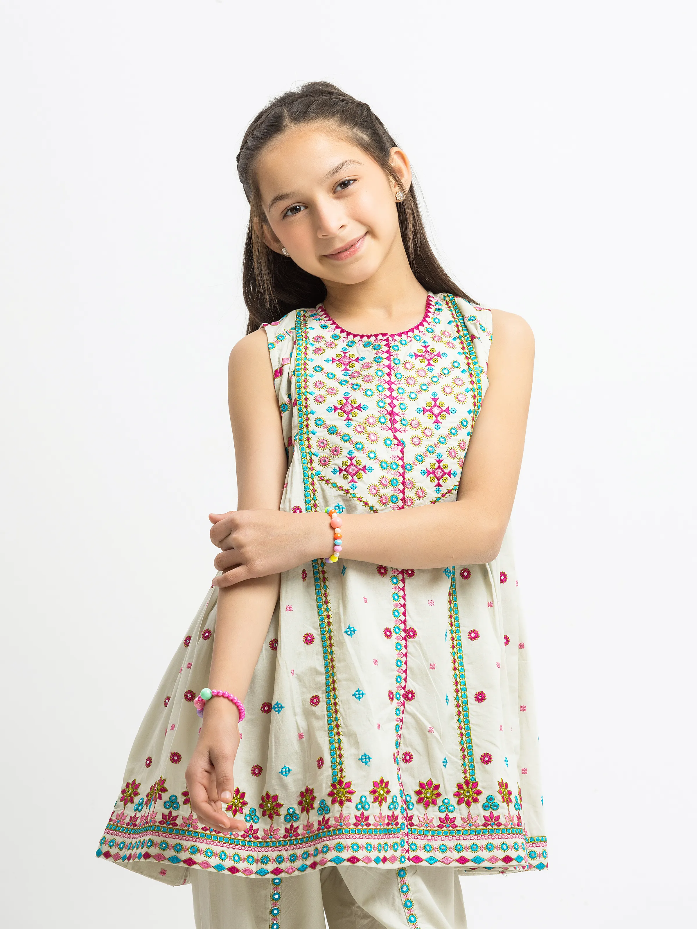 Embroidered Cambric Co-Ord Set - EGTKE5-73032ST - Image 2