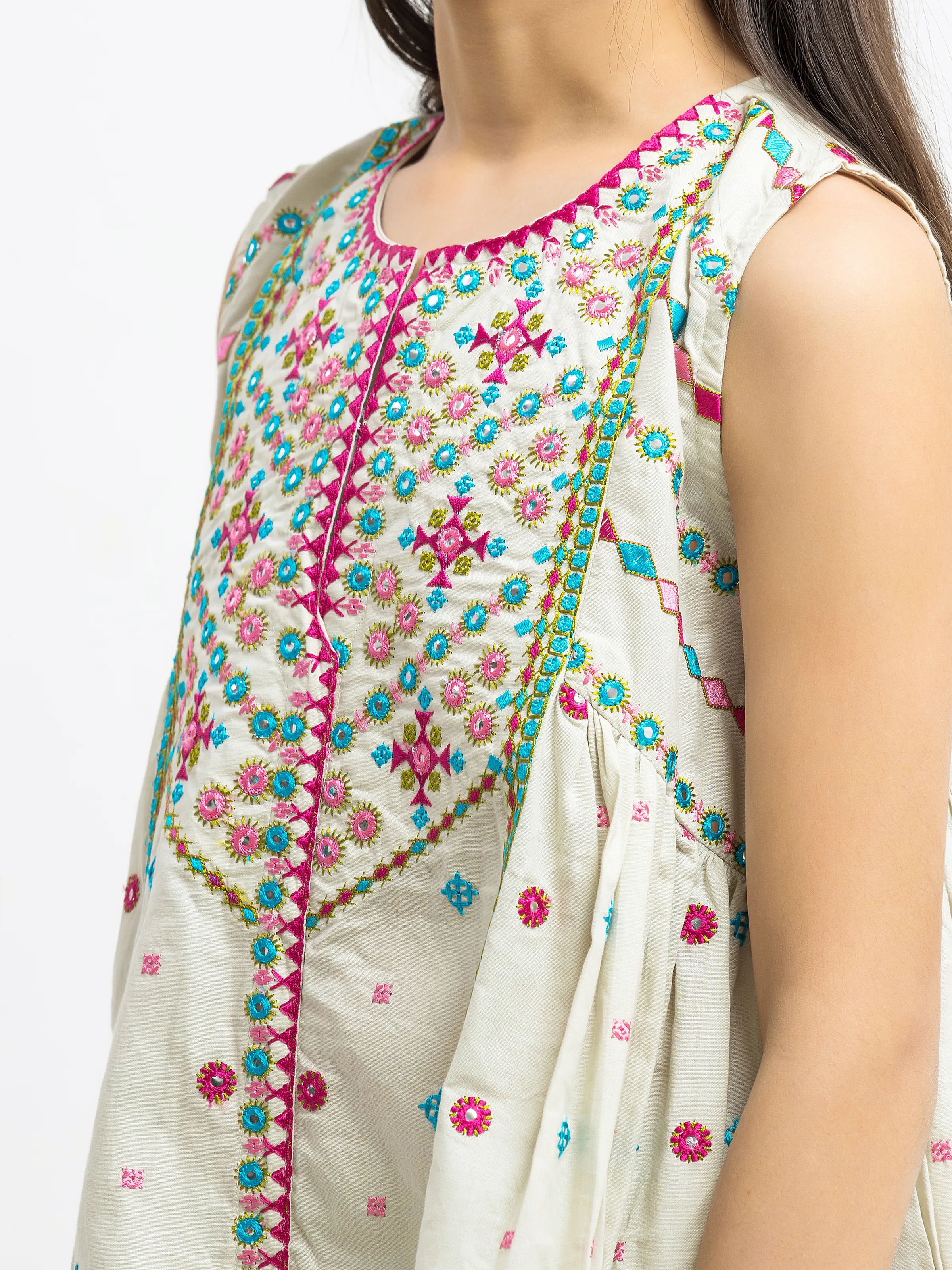 Embroidered Cambric Co-Ord Set - EGTKE5-73032ST - Image 3