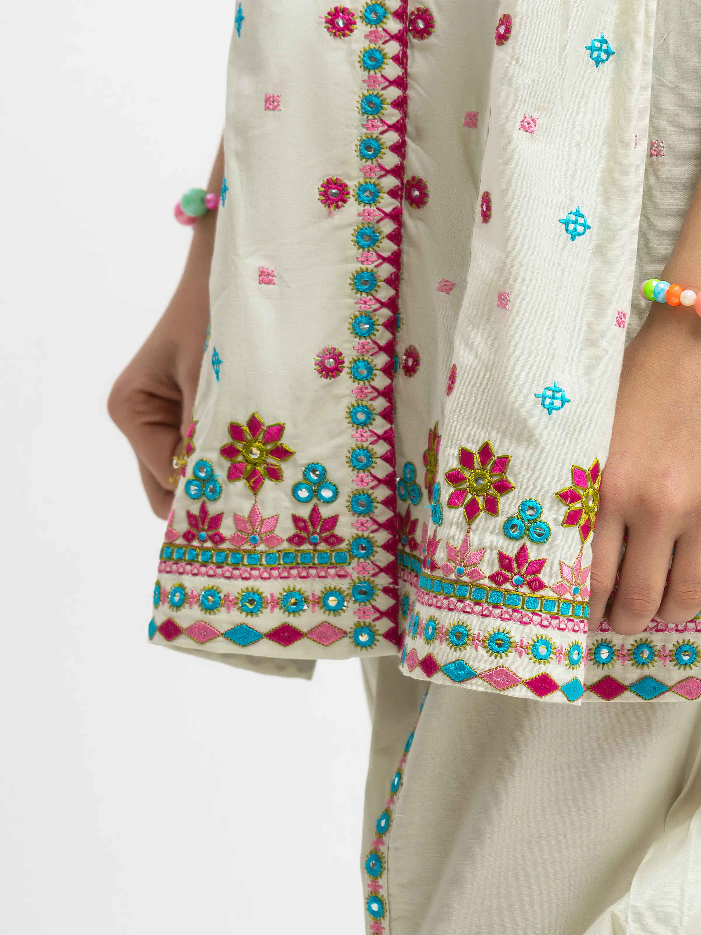 Embroidered Cambric Co-Ord Set - EGTKE5-73032ST - Image 4